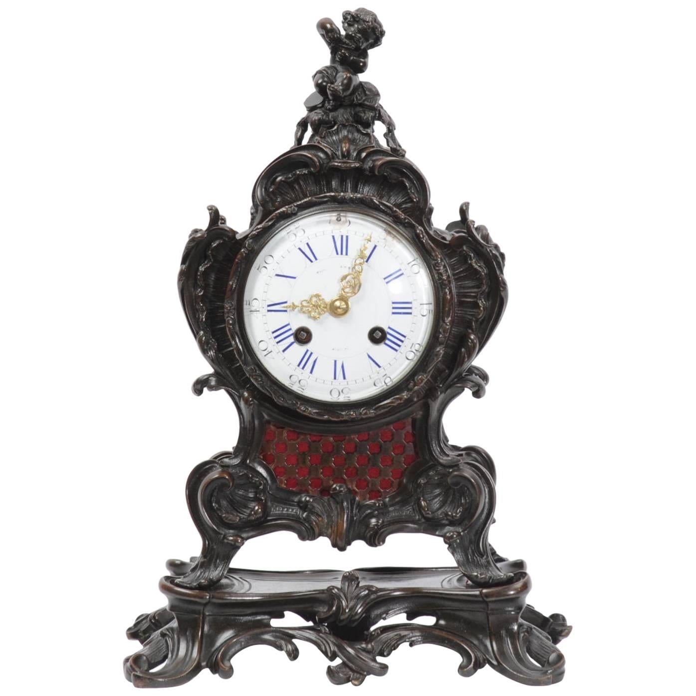 Japy Freres Rococo Bronze Table Clock, Music