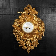 Japy Freres Horloge murale en bronze doré Rococo Antique French French Cartel