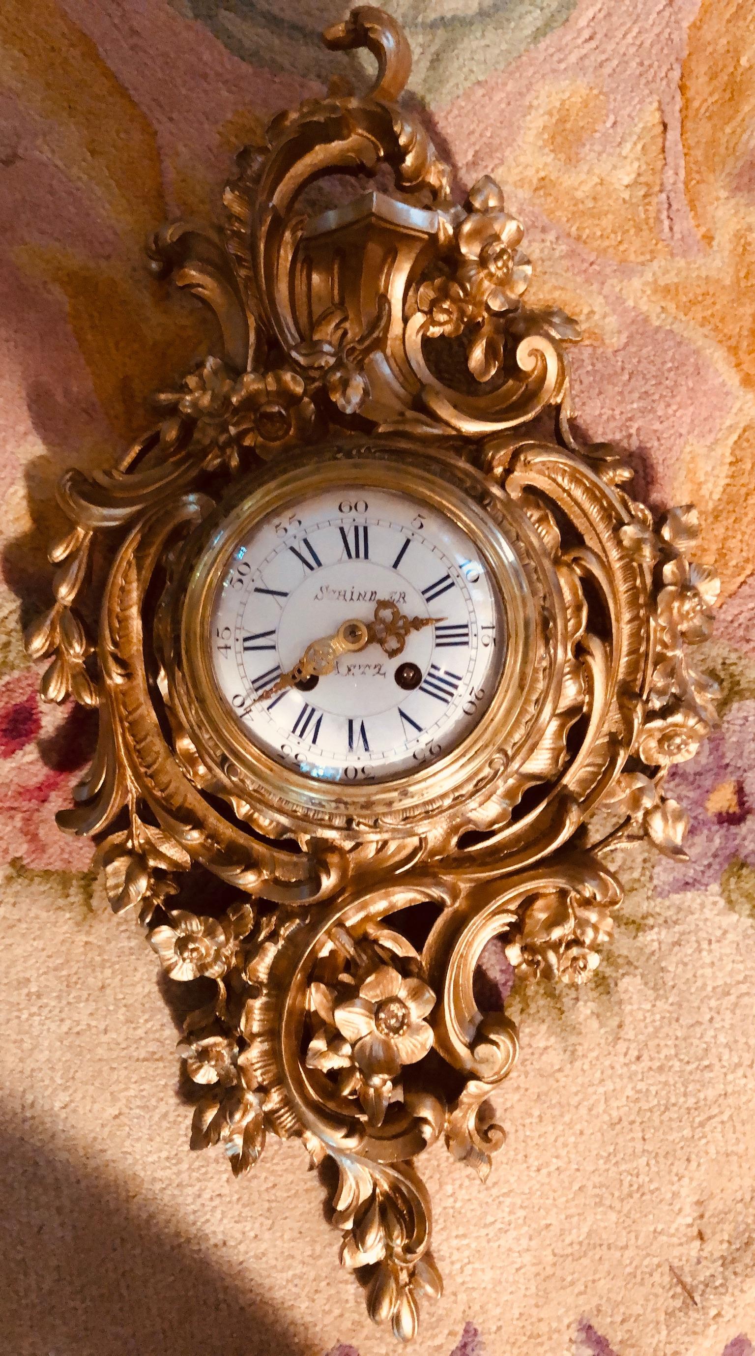 Japy Freres-Schindler 19th Century Louis XV Bronze Rococo Cartel Clock, France For Sale 9