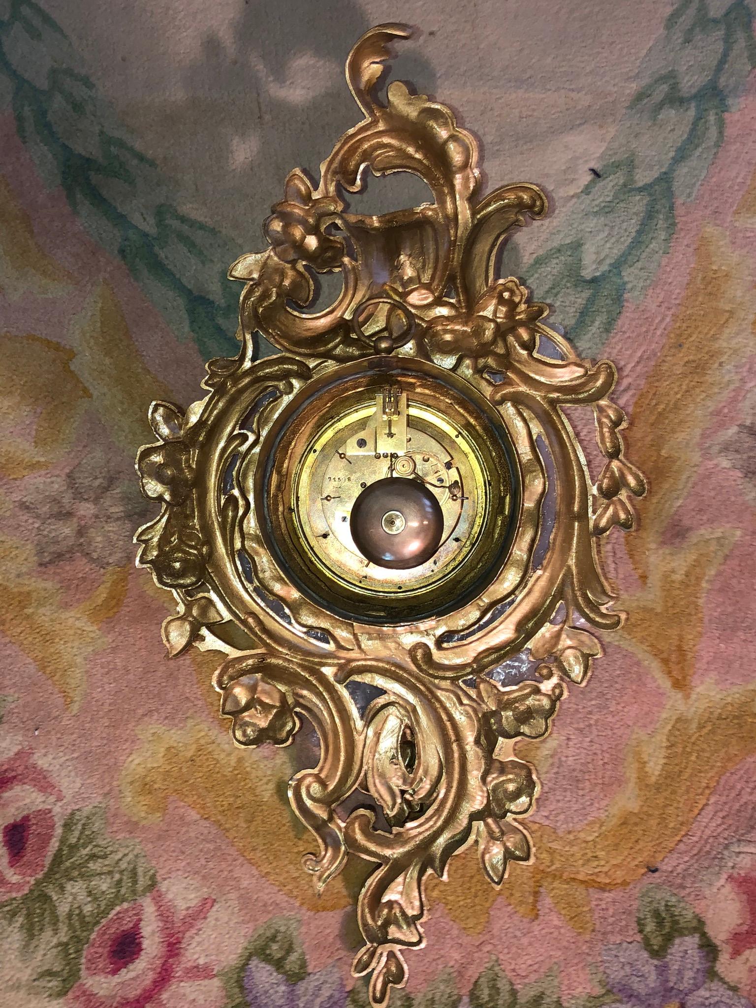 Japy Freres-Schindler 19th Century Louis XV Bronze Rococo Cartel Clock, France For Sale 12