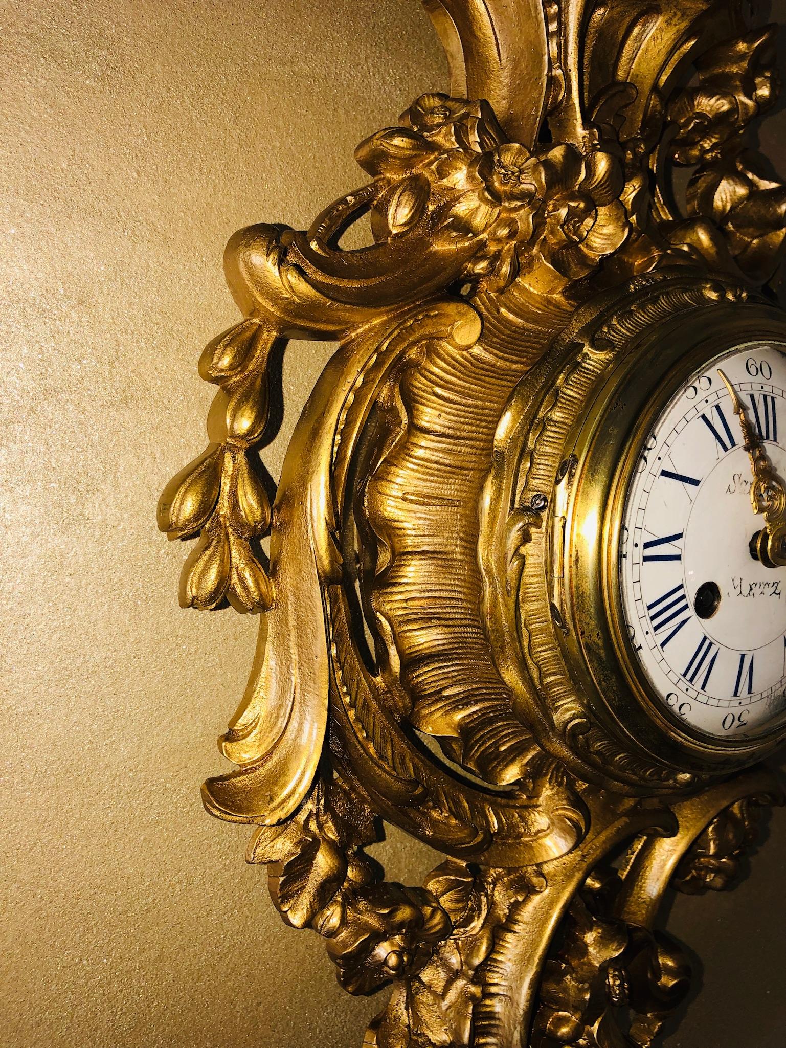 Japy Freres-Schindler 19th Century Louis XV Bronze Rococo Cartel Clock ...
