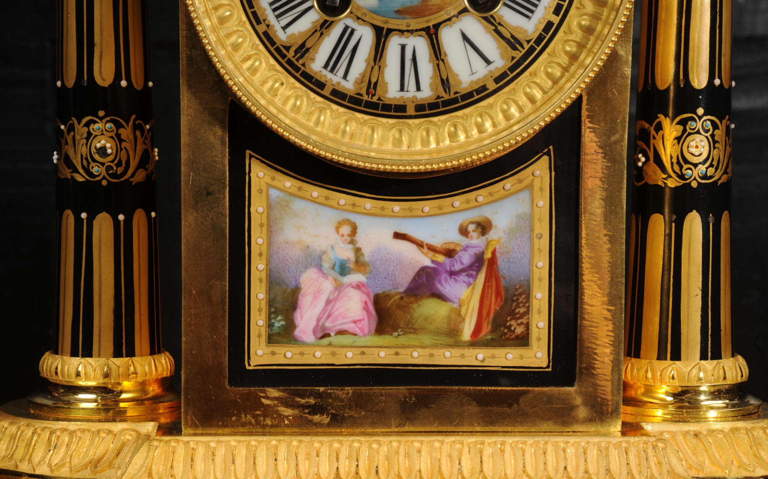 Japy Freres Sevres Porcelain and Ormolu Antique French Clock For Sale 4
