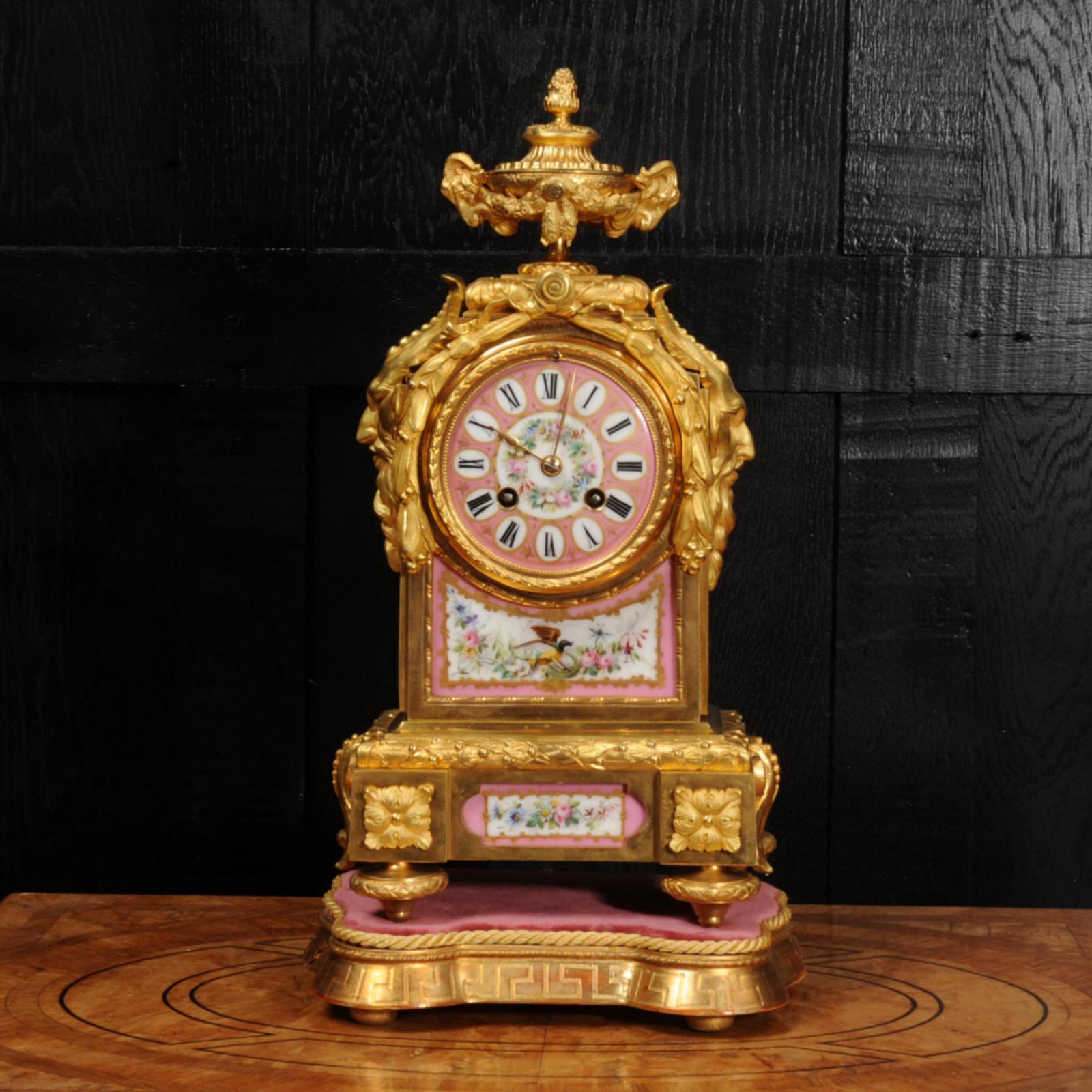 Louis XV Japy Frères Sèvres Porcelain and Ormolu Antique French Clock