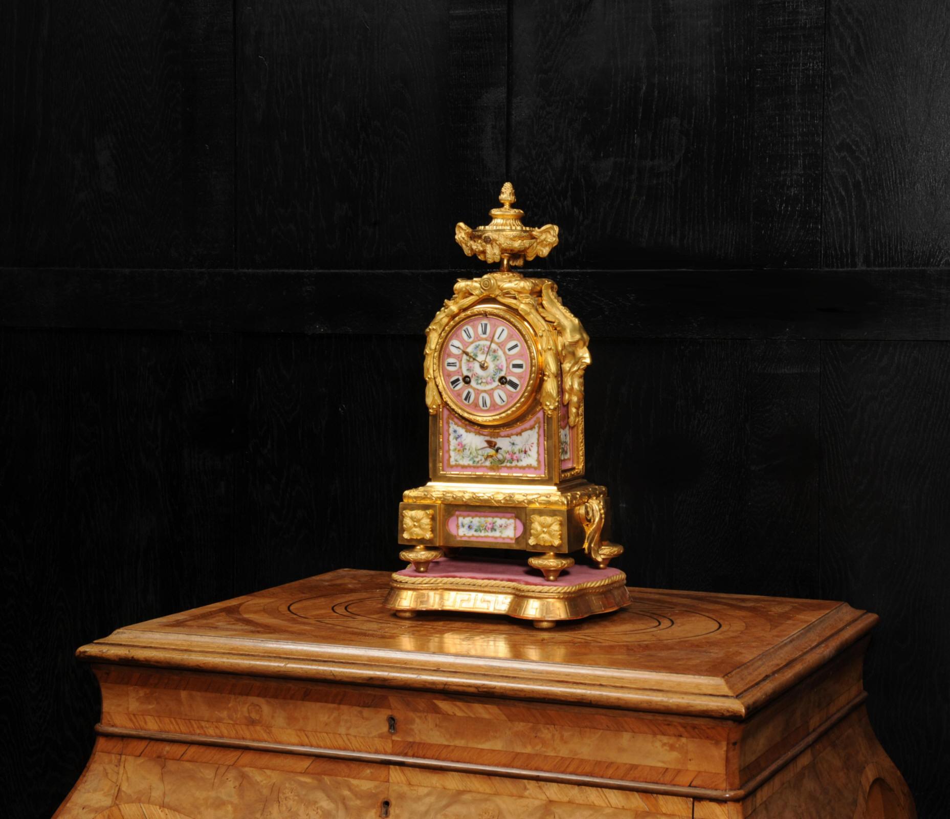 Painted Japy Frères Sèvres Porcelain and Ormolu Antique French Clock