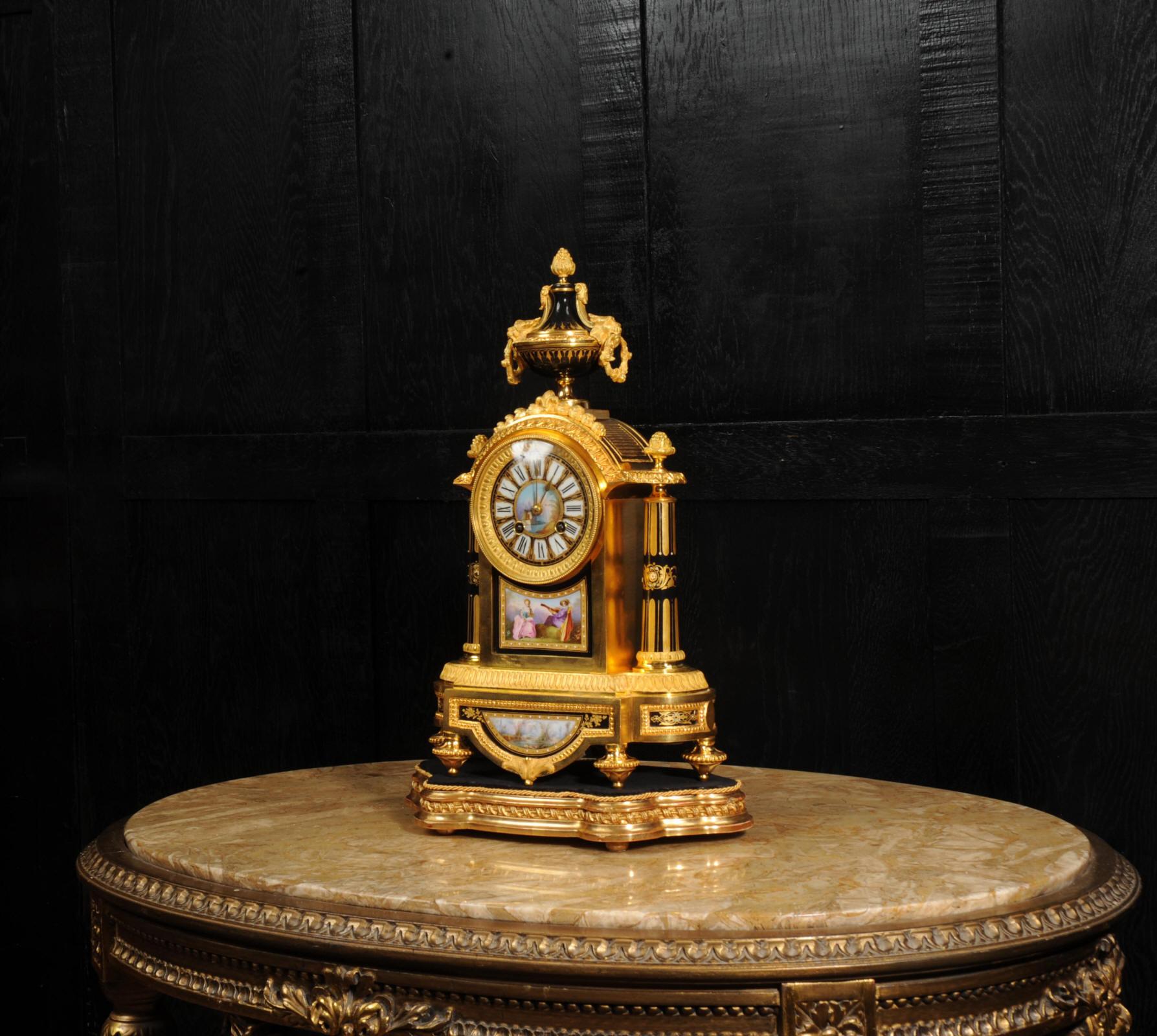 19th Century Japy Freres Sevres Porcelain and Ormolu Antique French Clock For Sale