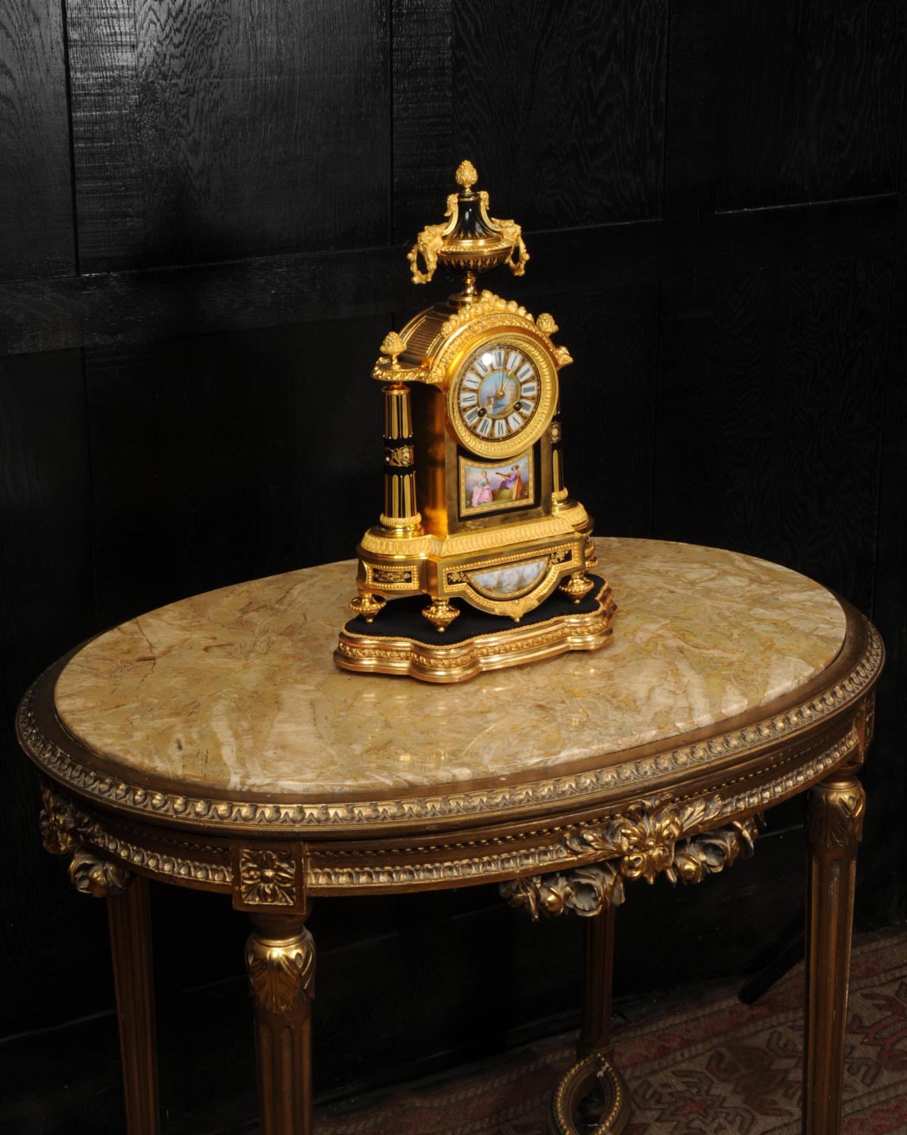 Japy Freres Sevres Porcelain and Ormolu Antique French Clock For Sale 1