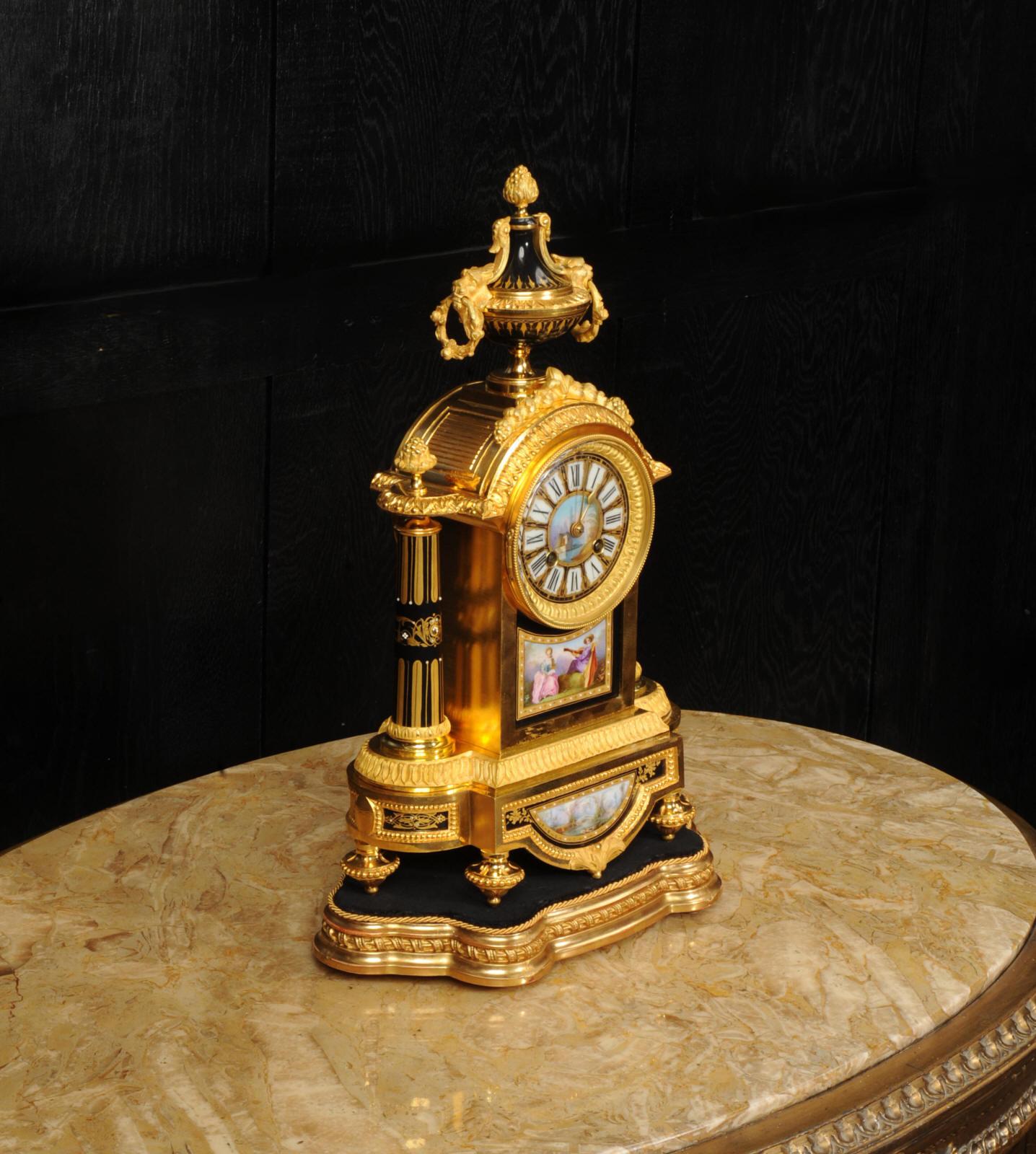 Japy Freres Sevres Porcelain and Ormolu Antique French Clock For Sale 2