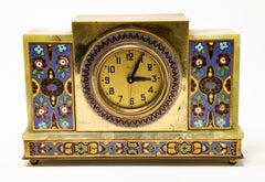 Japy Onyx and Cloisonné Alarm Clock