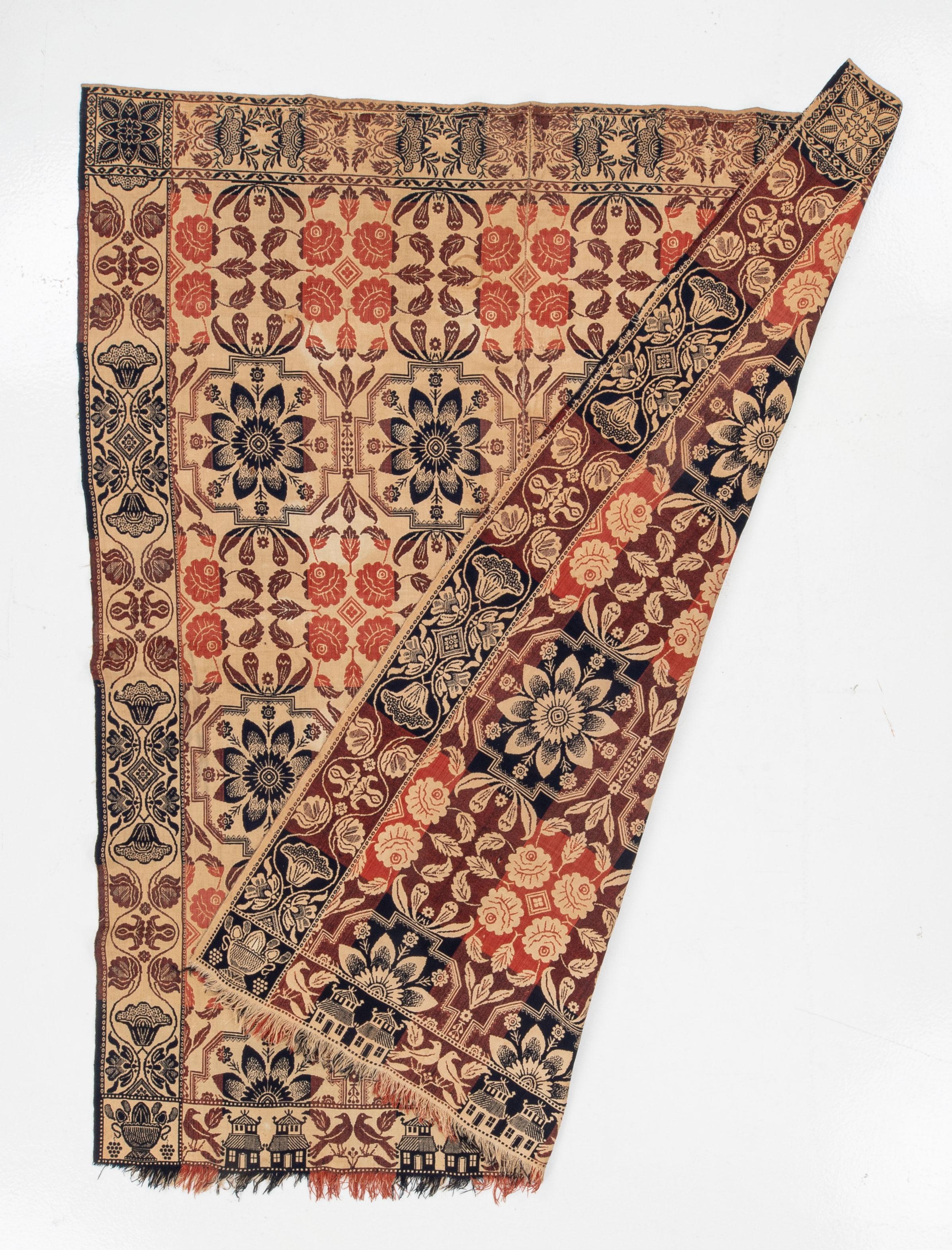 Jaquard Woven American Coverlet 19th C. In Good Condition For Sale In Istanbul, TR
