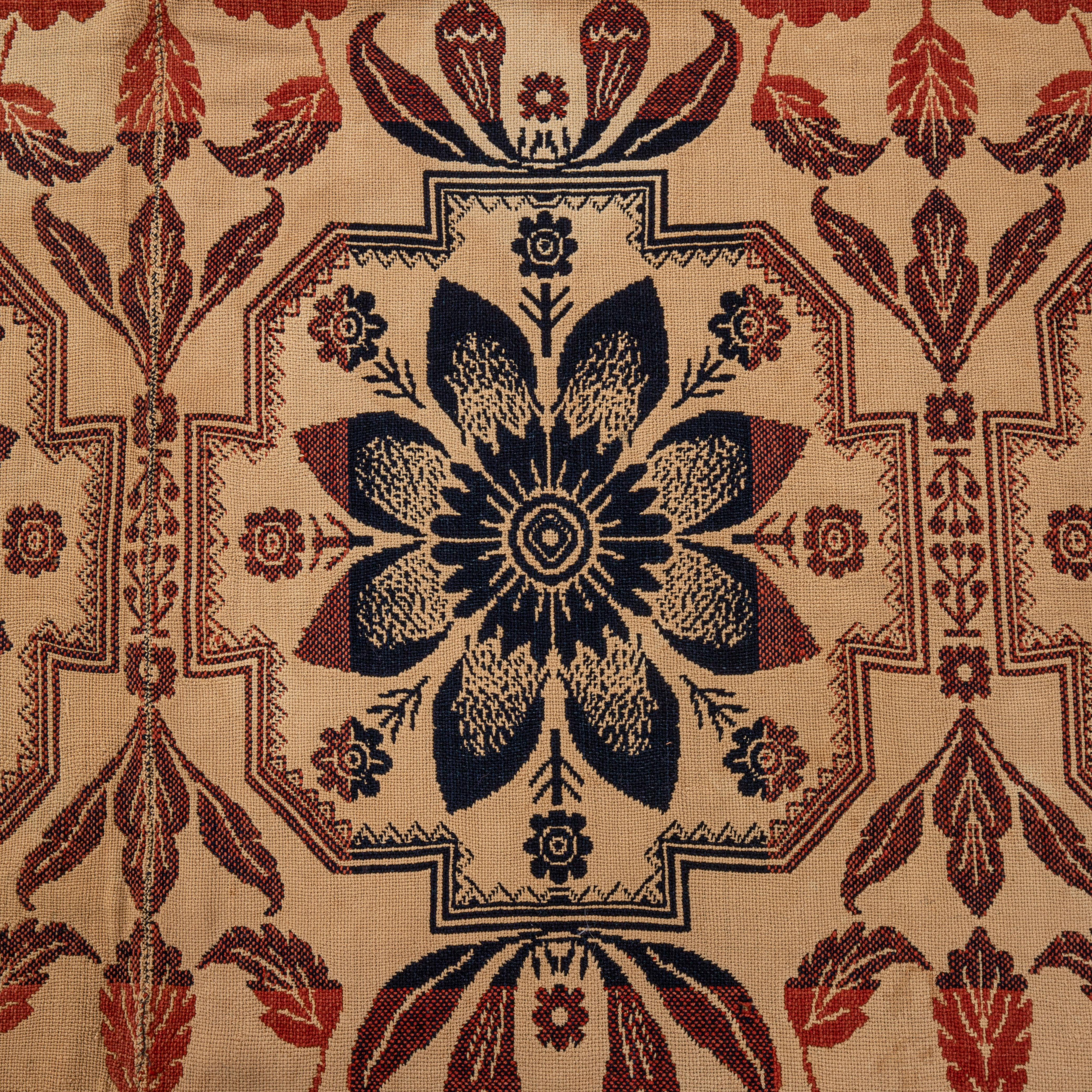Jaquard Woven American Coverlet 19th C. For Sale 2