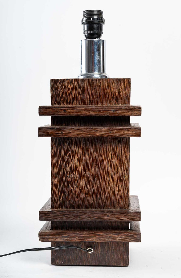 European Jacques Adnet Wooden Lamp, 1930 For Sale