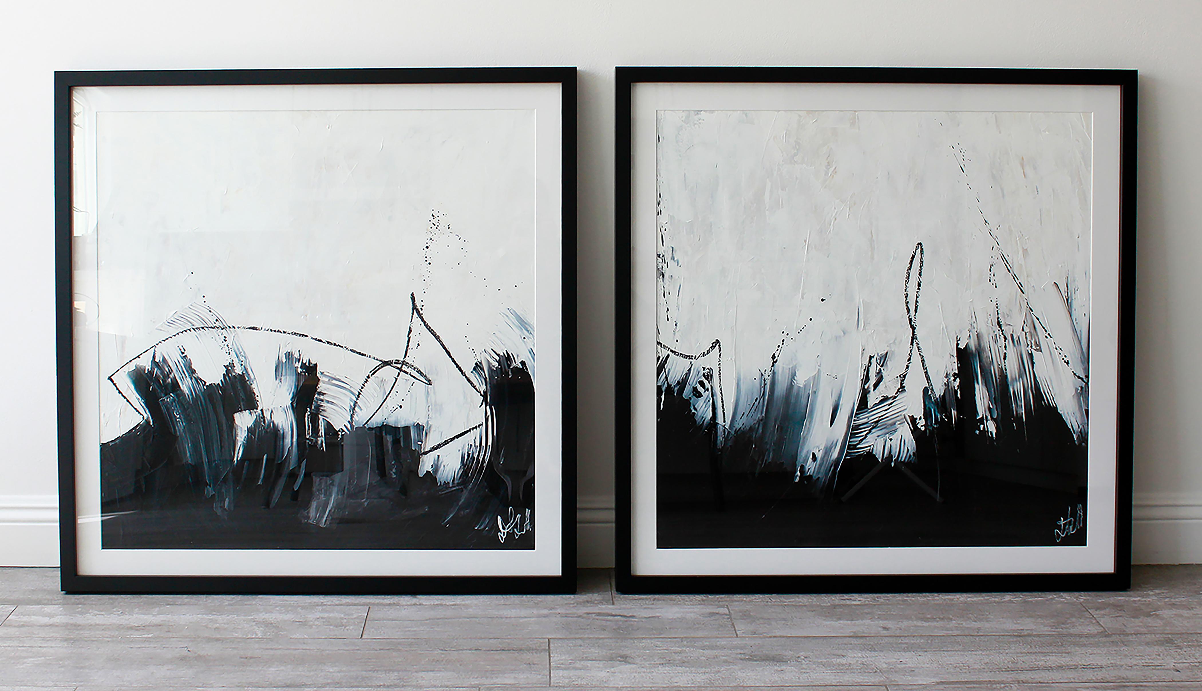 Jaqueline Jandrell Abstract Painting - "Aria 1 & 2"- Contemporary Abstract Art (Diptych) acrylic on canvas