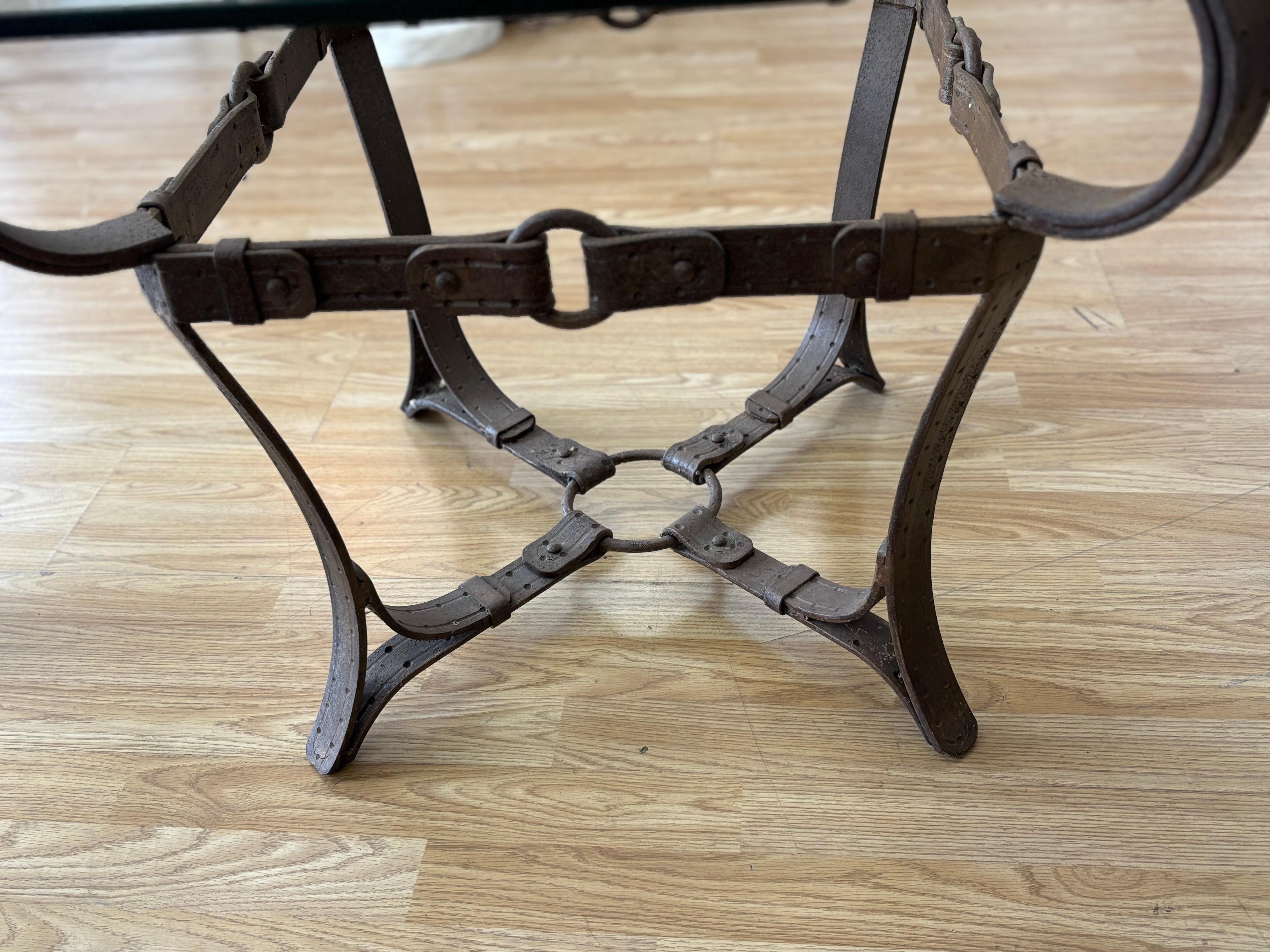 Modern Jaques Adnet Hermes Style Iron Side Tables For Sale