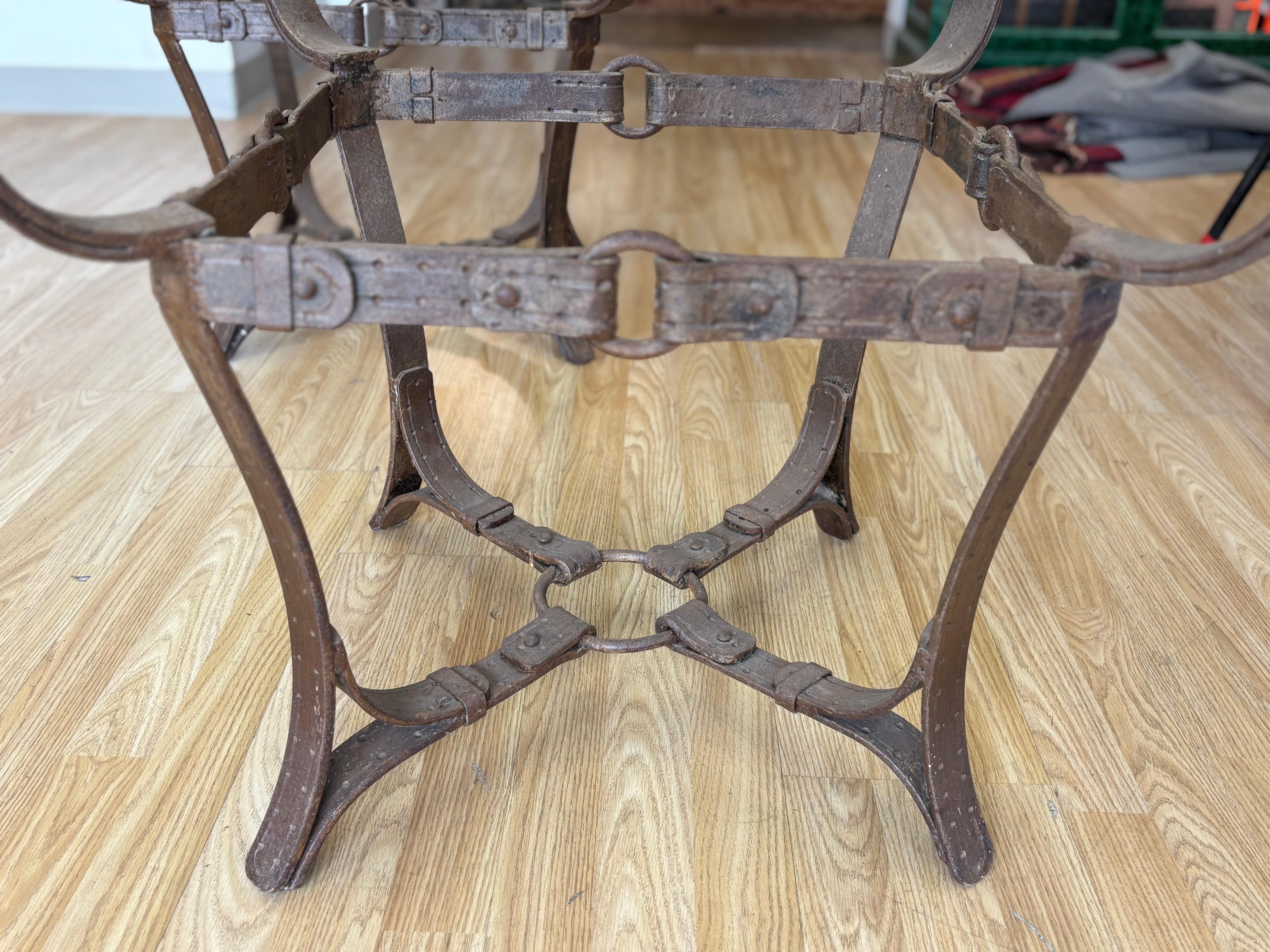 Jaques Adnet Hermes Style Iron Side Tables In Good Condition For Sale In San Antonio, TX