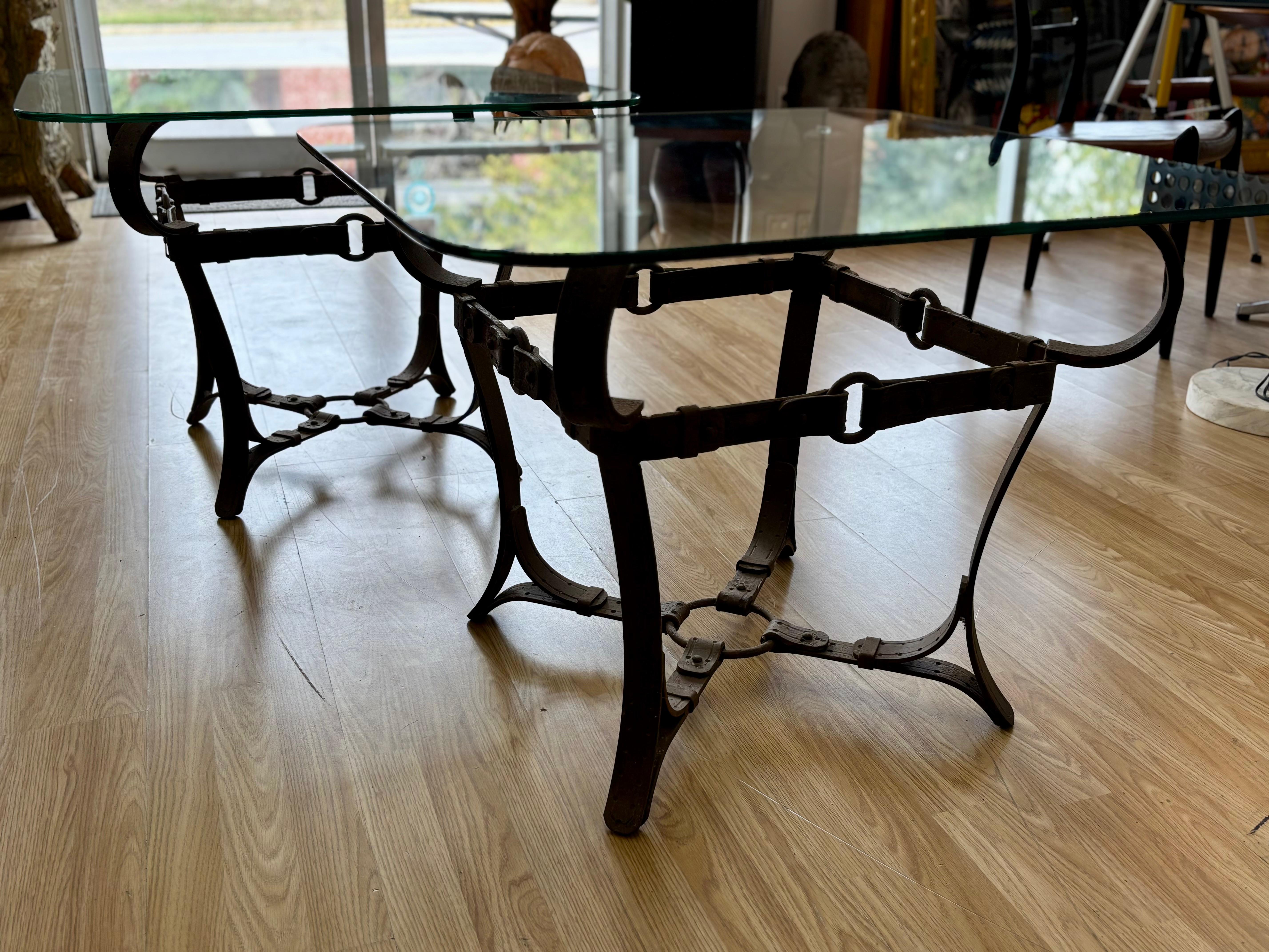 Jaques Adnet Hermes Style Iron Side Tables For Sale 1