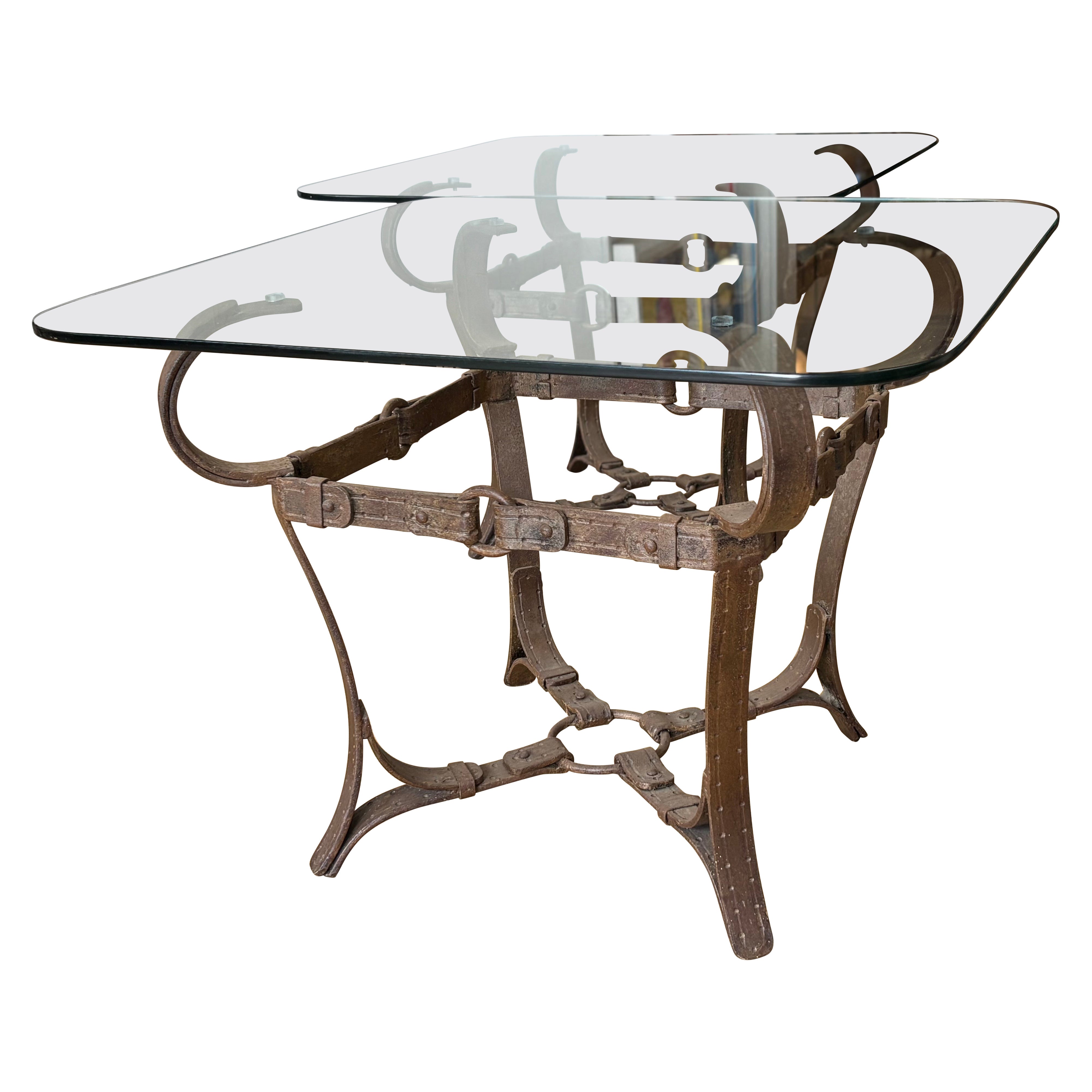 Jaques Adnet Hermes Style Iron Side Tables For Sale