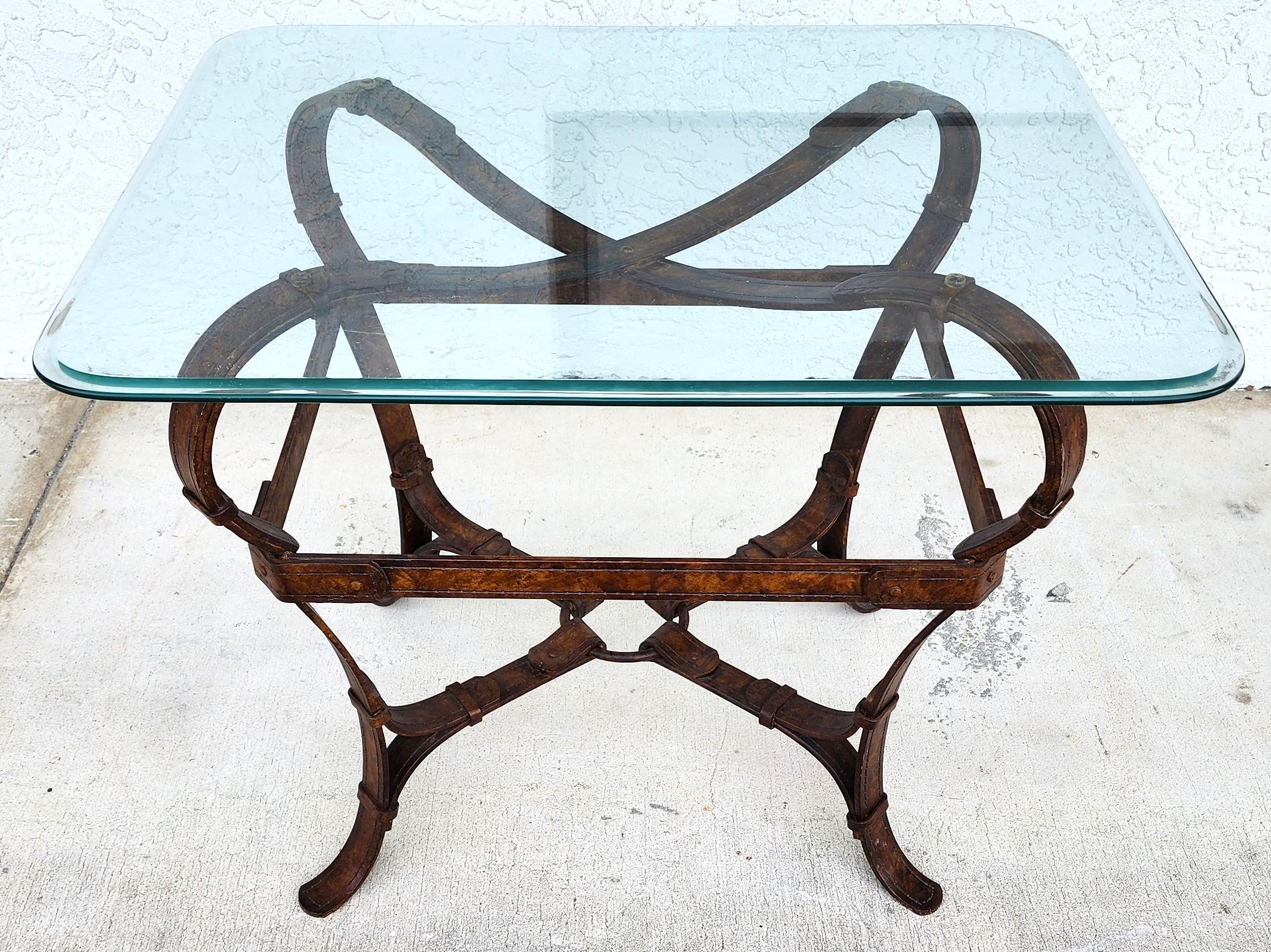 For FULL item description click on CONTINUE READING at the bottom of this page.

Offering One Of Our Recent Palm Beach Estate Fine Furniture Acquisitions Of A unique rustic, ranch, or lodge-style table in the Hermes, or Jacques Adnet style. The iron