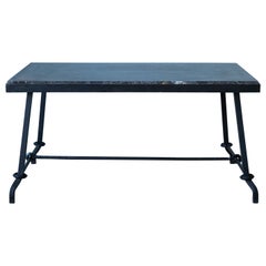 Jaques Adnet Steel Coffee Table with Marble Top