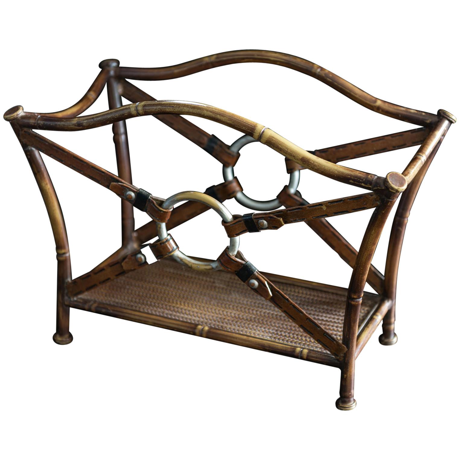 Jaques Adnet Style Magazine Rack, Mid-20th Century