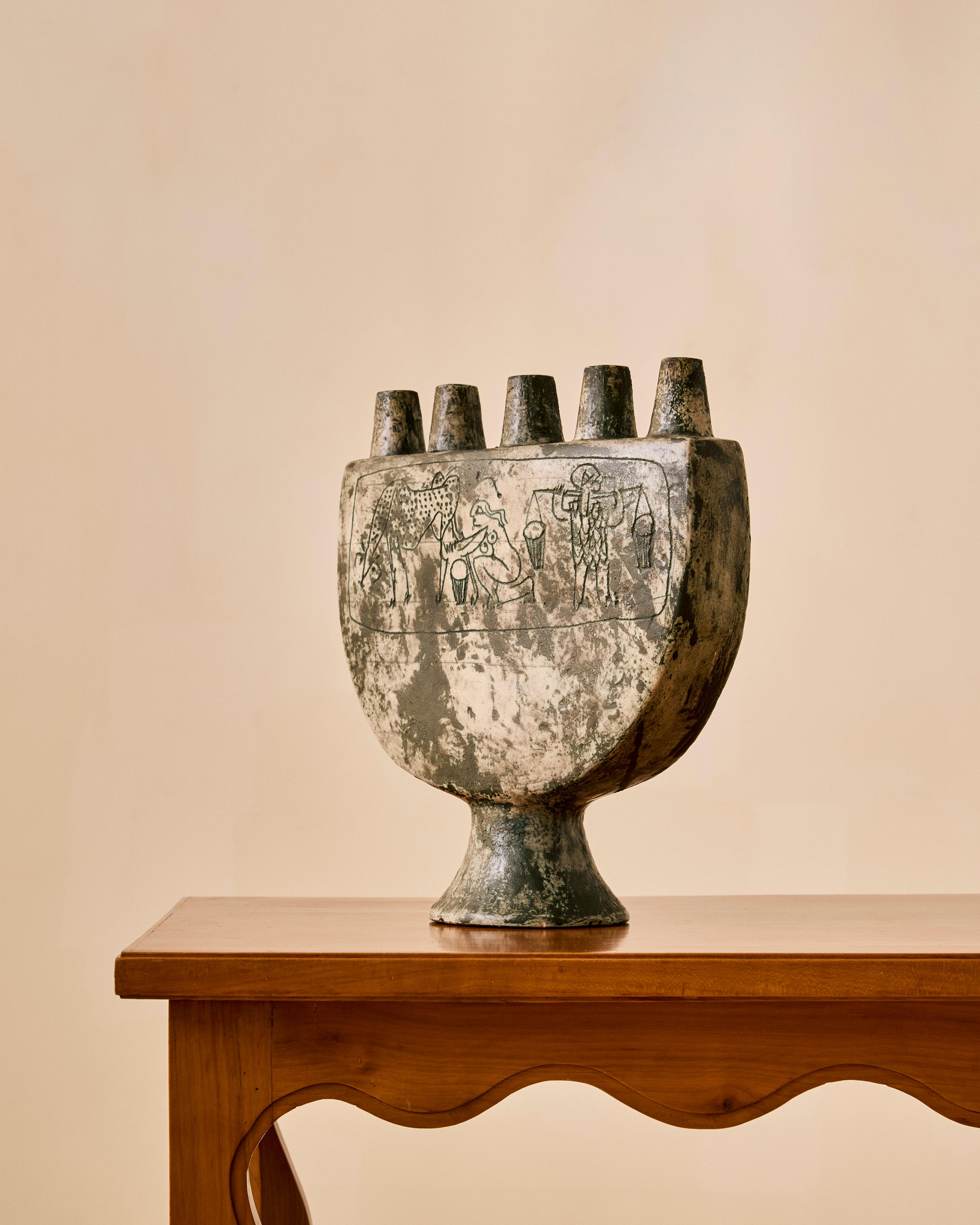 Vasija de cerámica esmaltada Jaques Blin c. 1960 Francés en venta