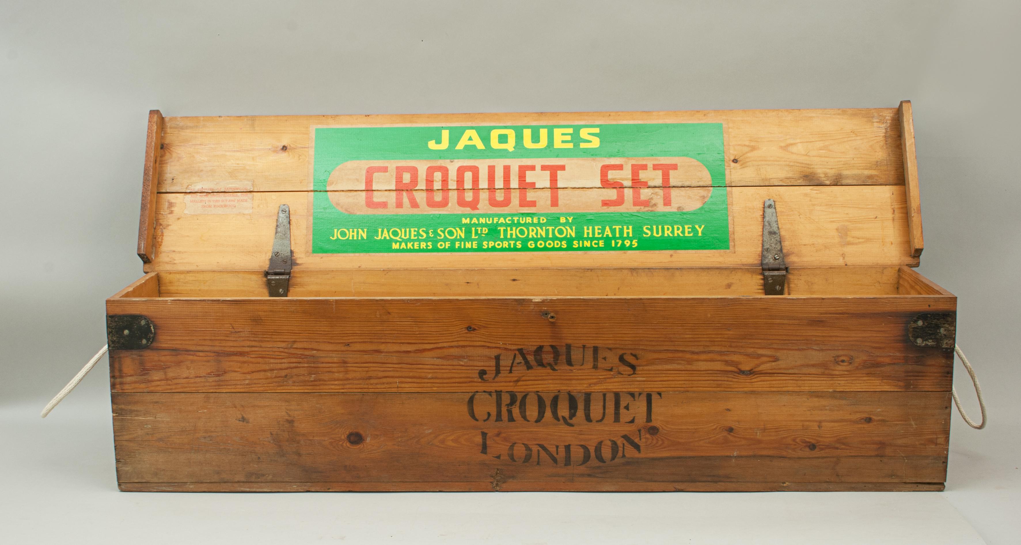 Jaques Brass Bound Croquet Set in Original Pine Box 7