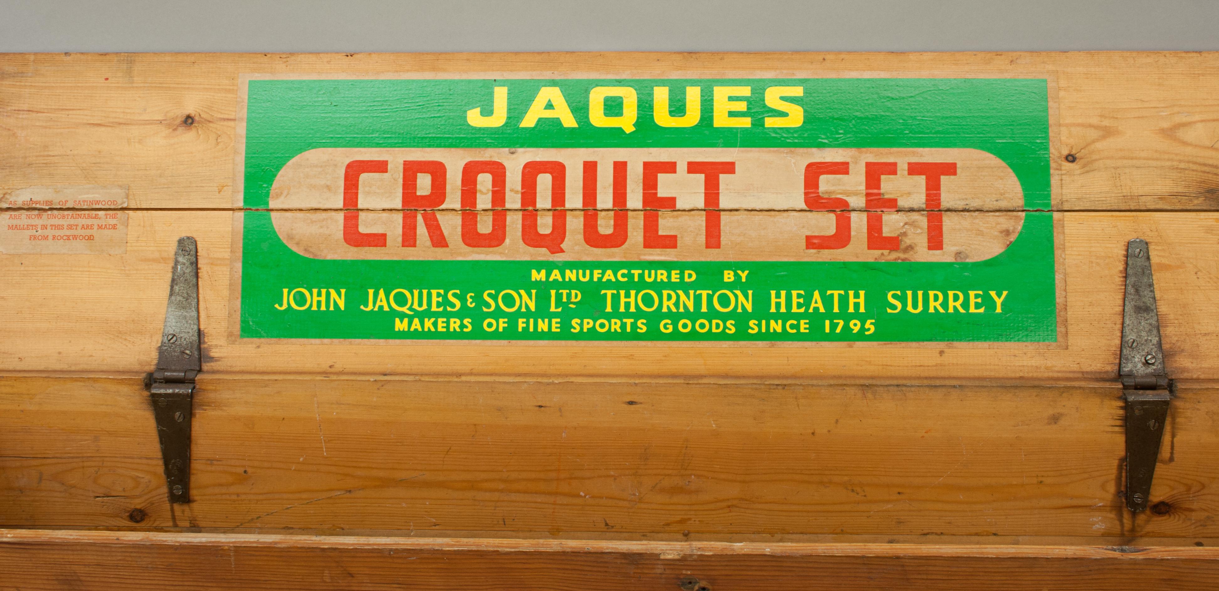 Jaques Brass Bound Croquet Set in Original Pine Box 8