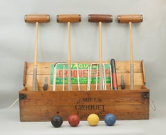 Jaques Brass Bound Croquet Set in Original Pine Box