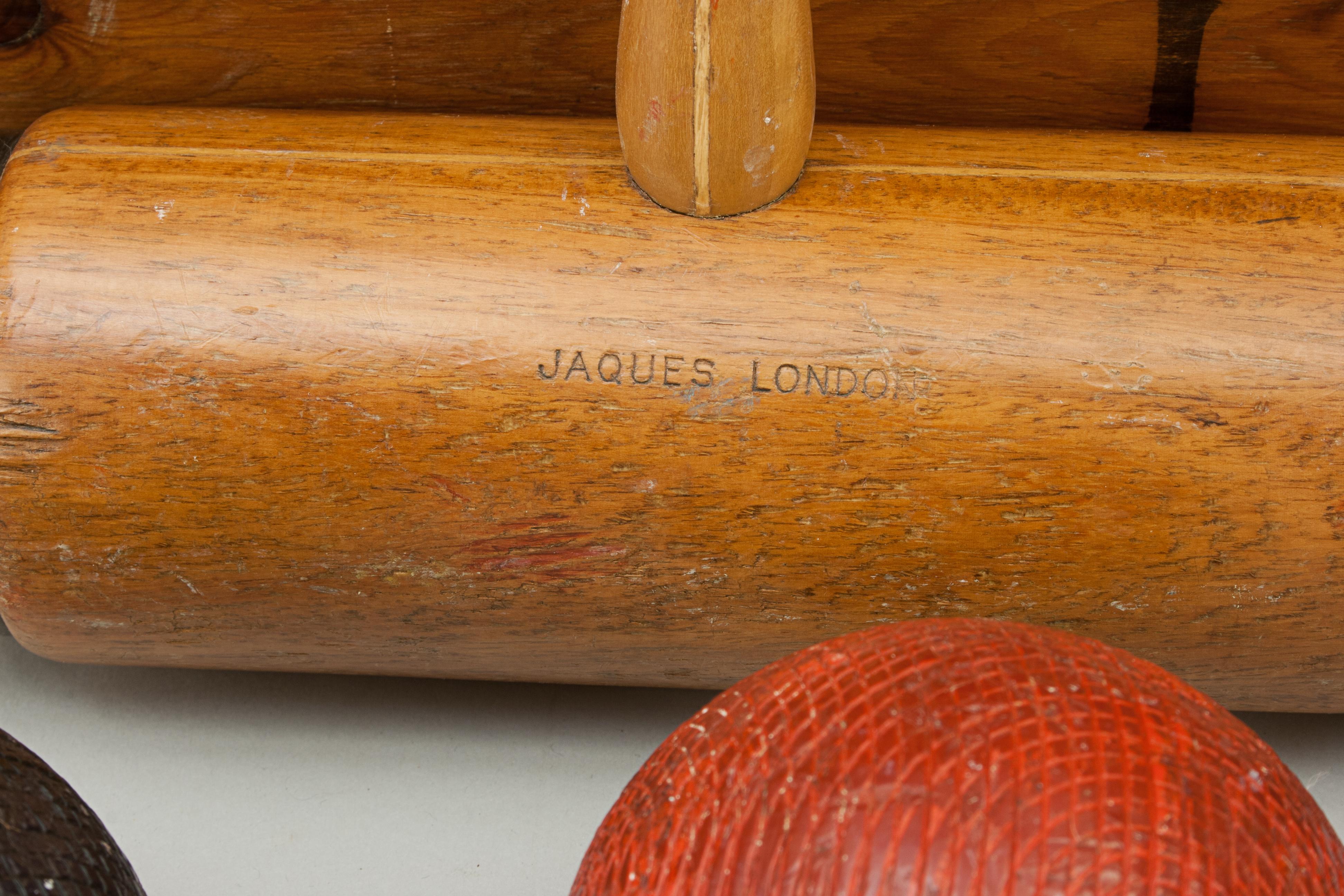 Jaques Brass Bound Croquet Set in Original Pine Box In Good Condition In Oxfordshire, GB
