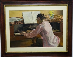 "Jeune fille au piano" Girl, Piano, Music, Pianist , 1930, 