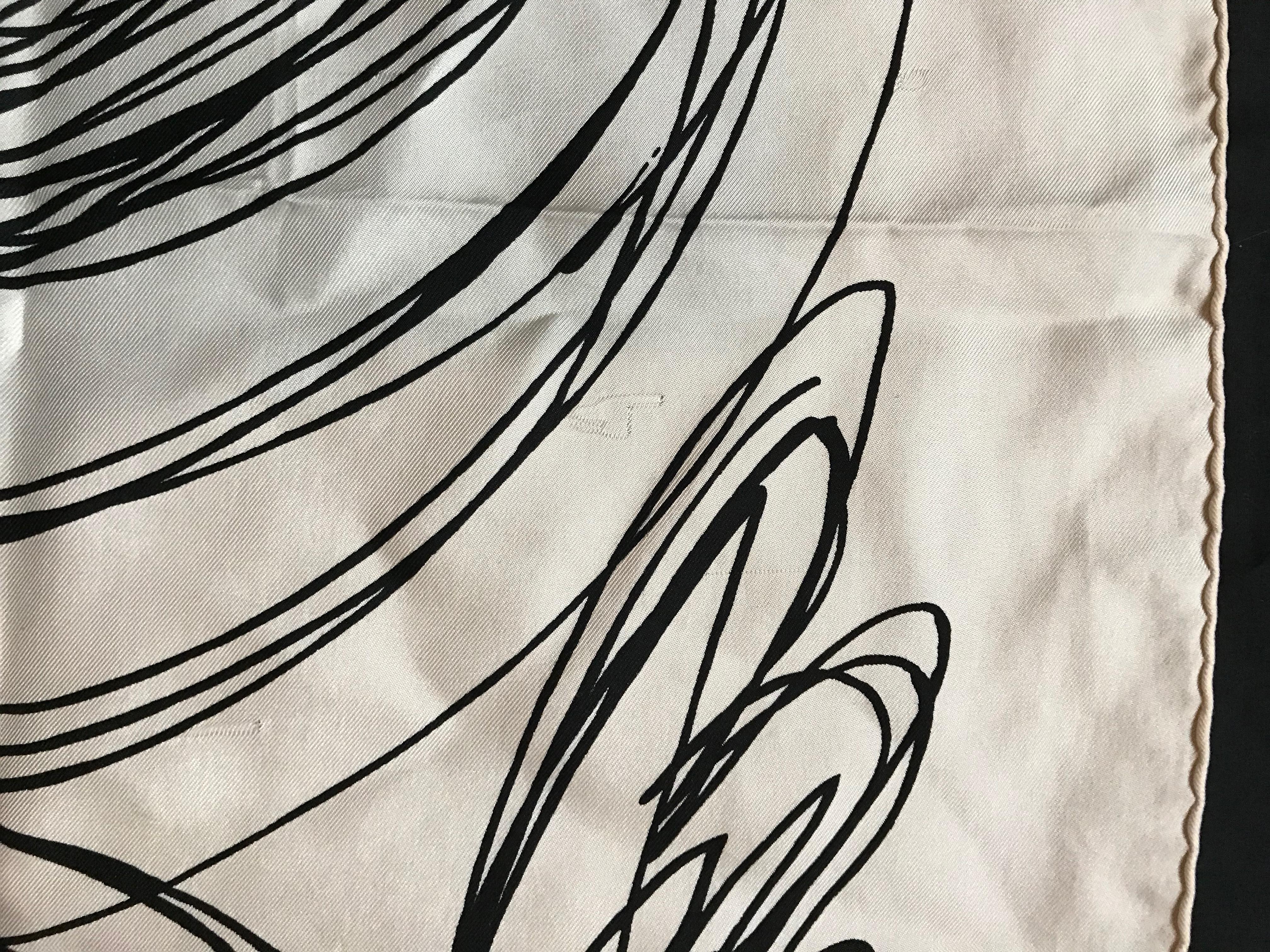 Women's Jaques Fath Black and White Silk Scarf Circa 1930 For Sale
