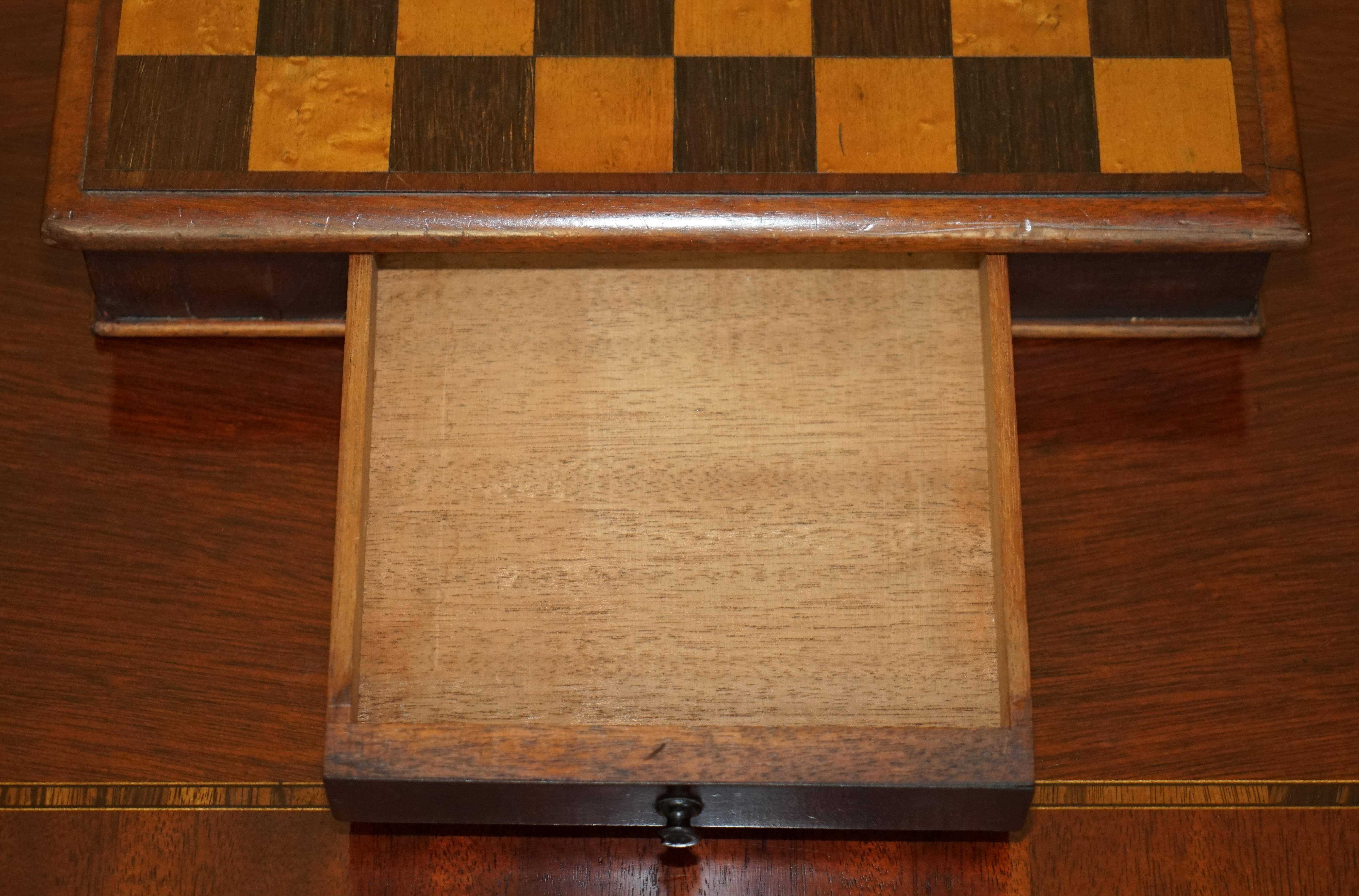 Jaques London Victorian Burr Walnut Chessboard Staunton Chess Backgammon Pieces 5