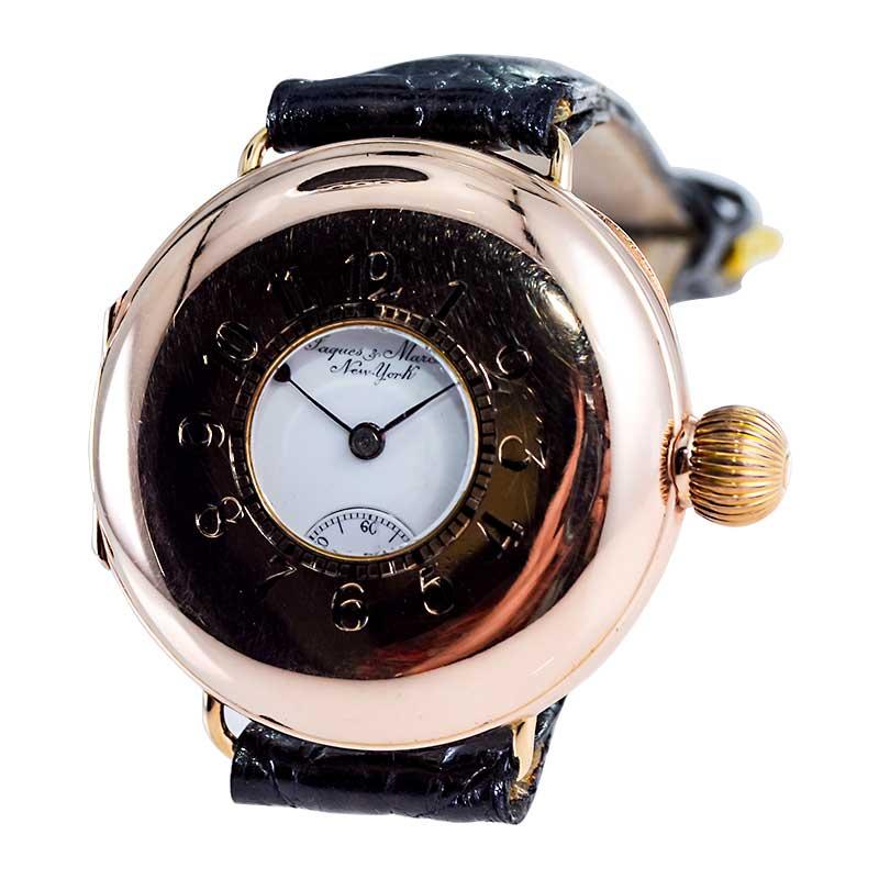 Women's or Men's Jaques & Marcus Rose Gold Military Style Manual Watch, circa 1893 For Sale