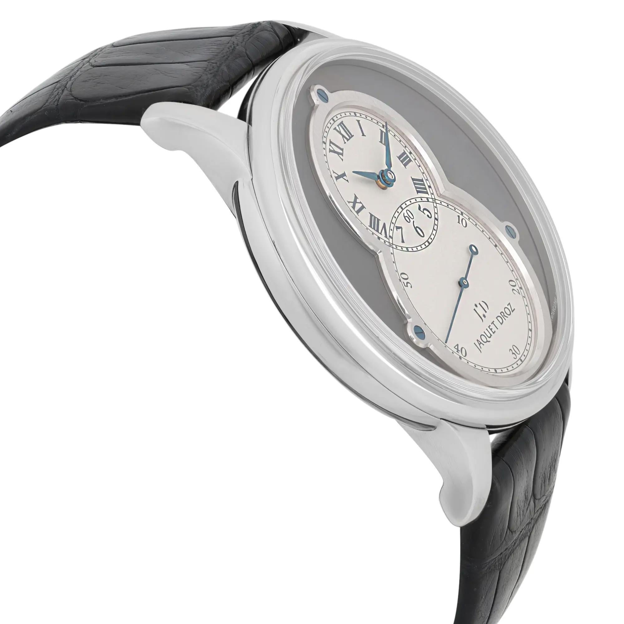Jaquet-Droz Grande Seconde Oro Bianco 18k Quadrante Grigio Orologio Uomo J003034203 In condizioni buone in vendita a New York, NY