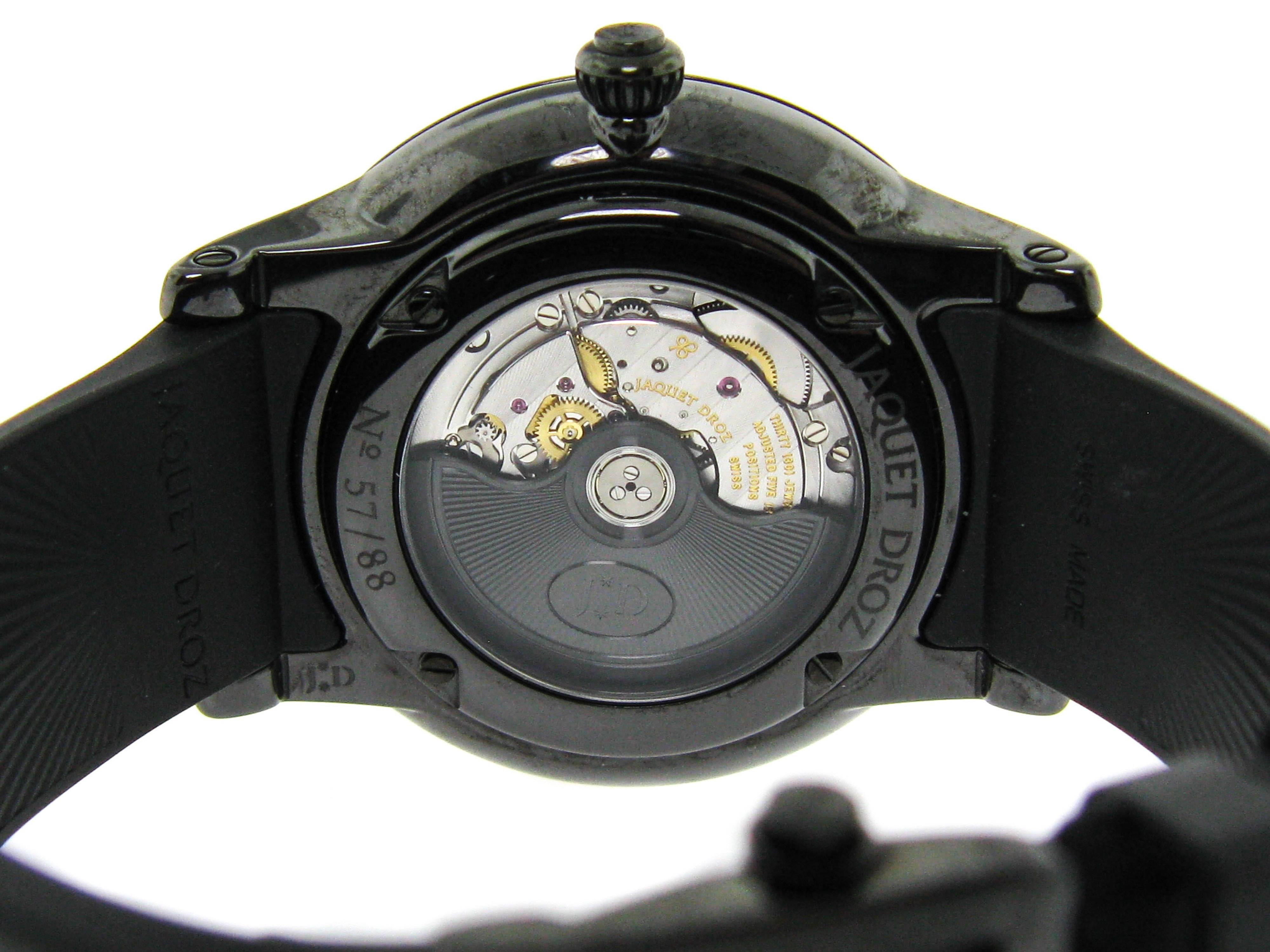 Modern Jaquet Droz Black Ceramic Grande Seconde Self-Winding Wristwatch