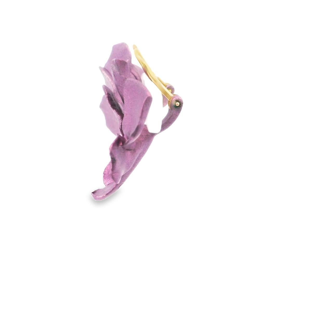 JAR Fermagli a forma di viola del pensiero in oro 18 carati e titanio In condizioni ottime in vendita a New York, NY