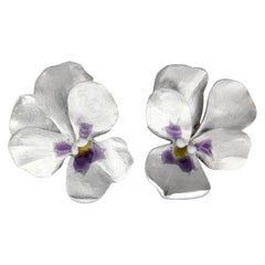 JAR Aluminum and Gold Pansy Earrings