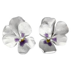 JAR Aluminum and Gold Pansy Earrings