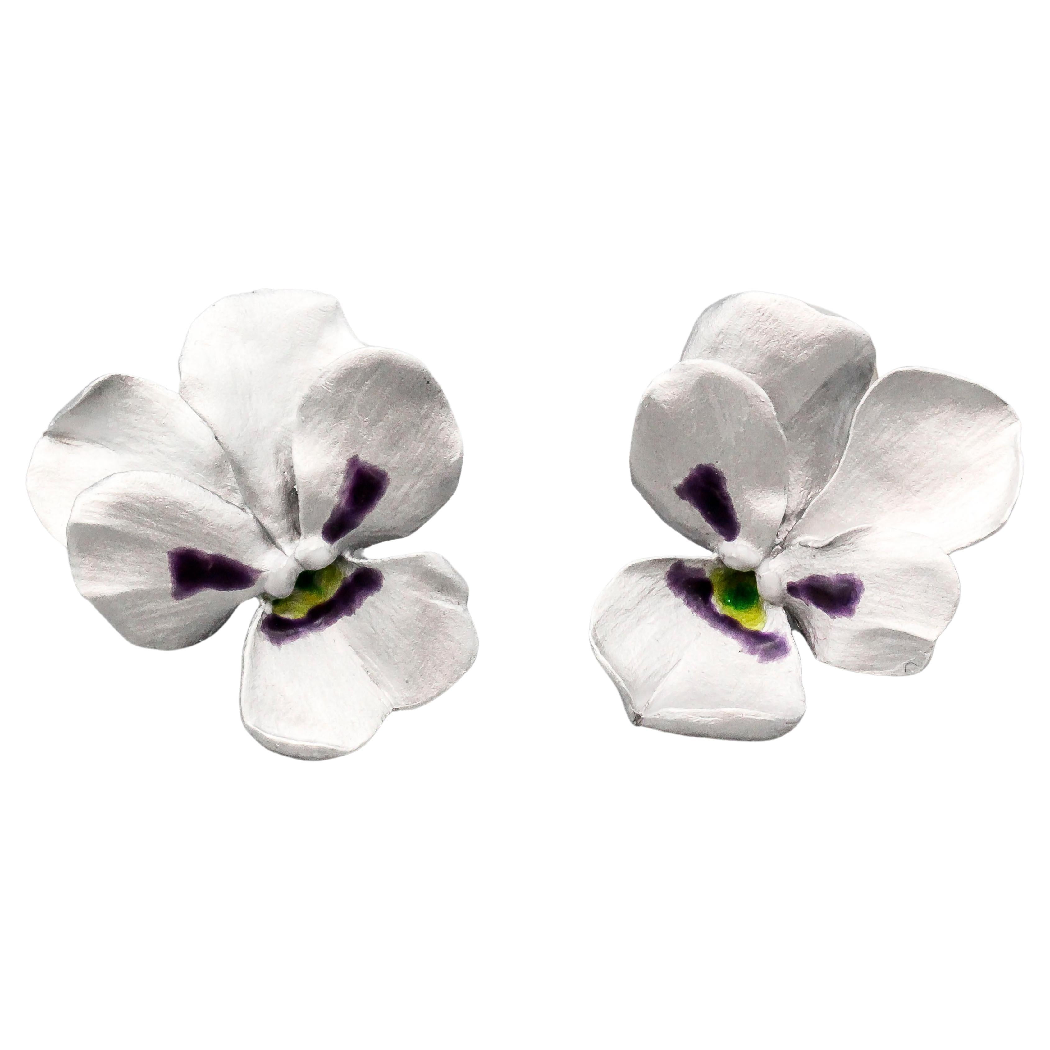 JAR Aluminum and Gold Pansy Earrings