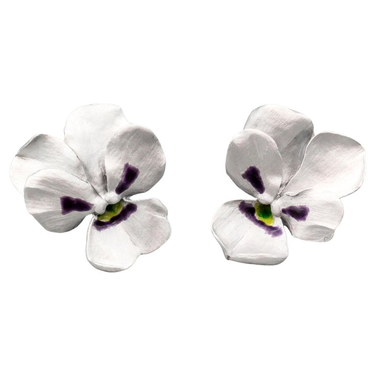 JAR Aluminum and Gold Pansy Earrings For Sale