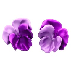 JAR Aluminum and Gold Pansy Earrings