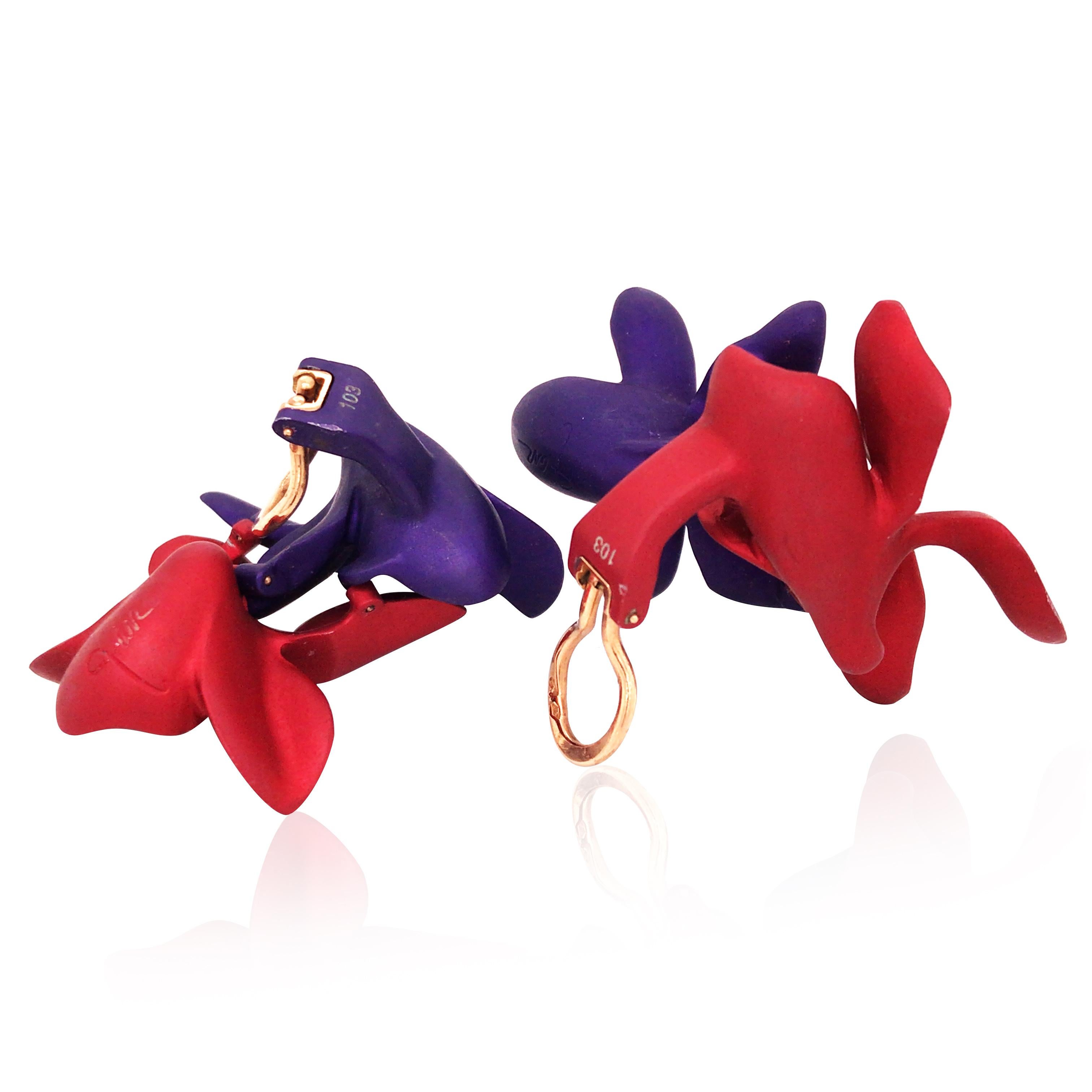 JAR, Aluminum Violet Earrings In Good Condition For Sale In New York, NY