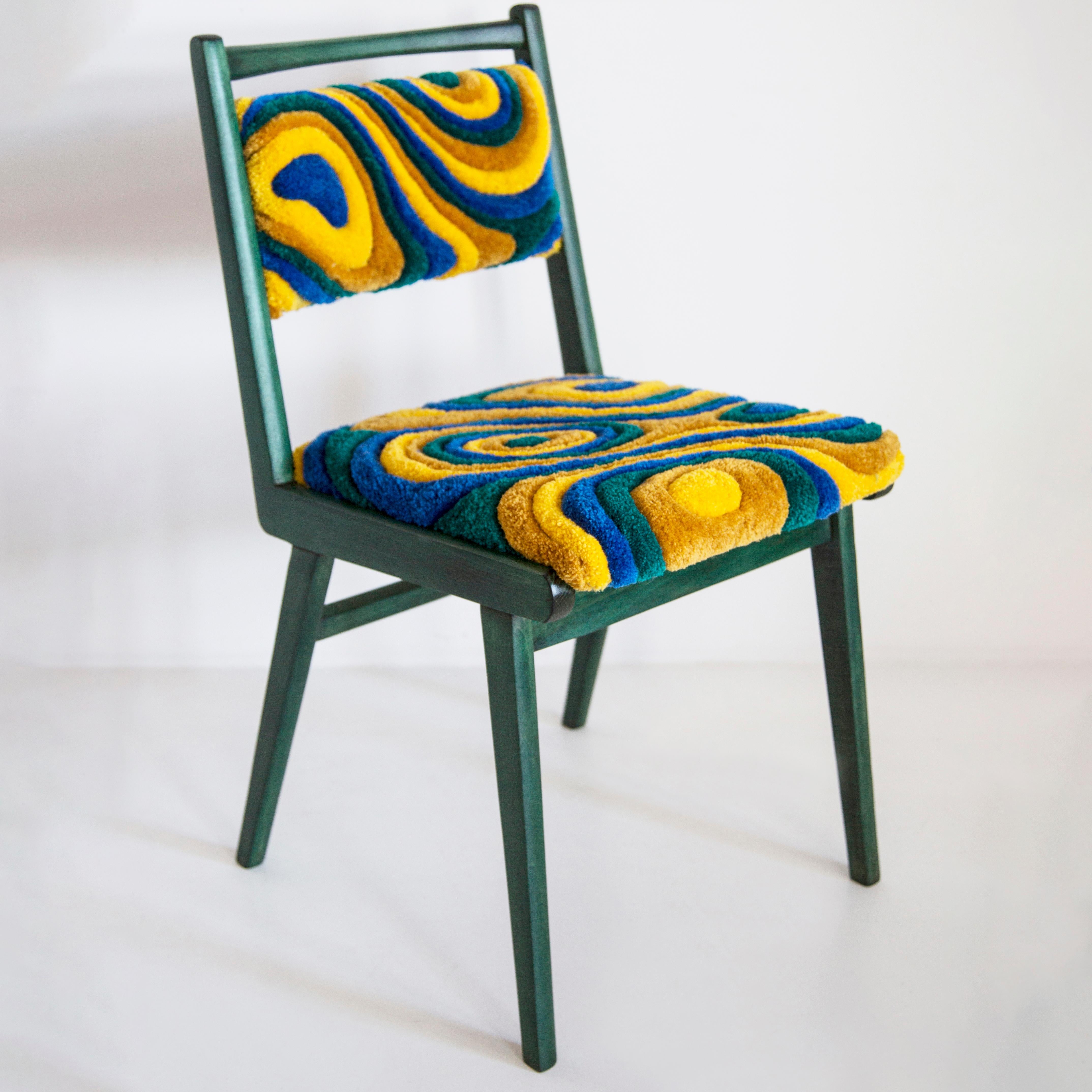 Chaise JAR en laine vert zébré/jaune par Vintola Studio

L 17,72