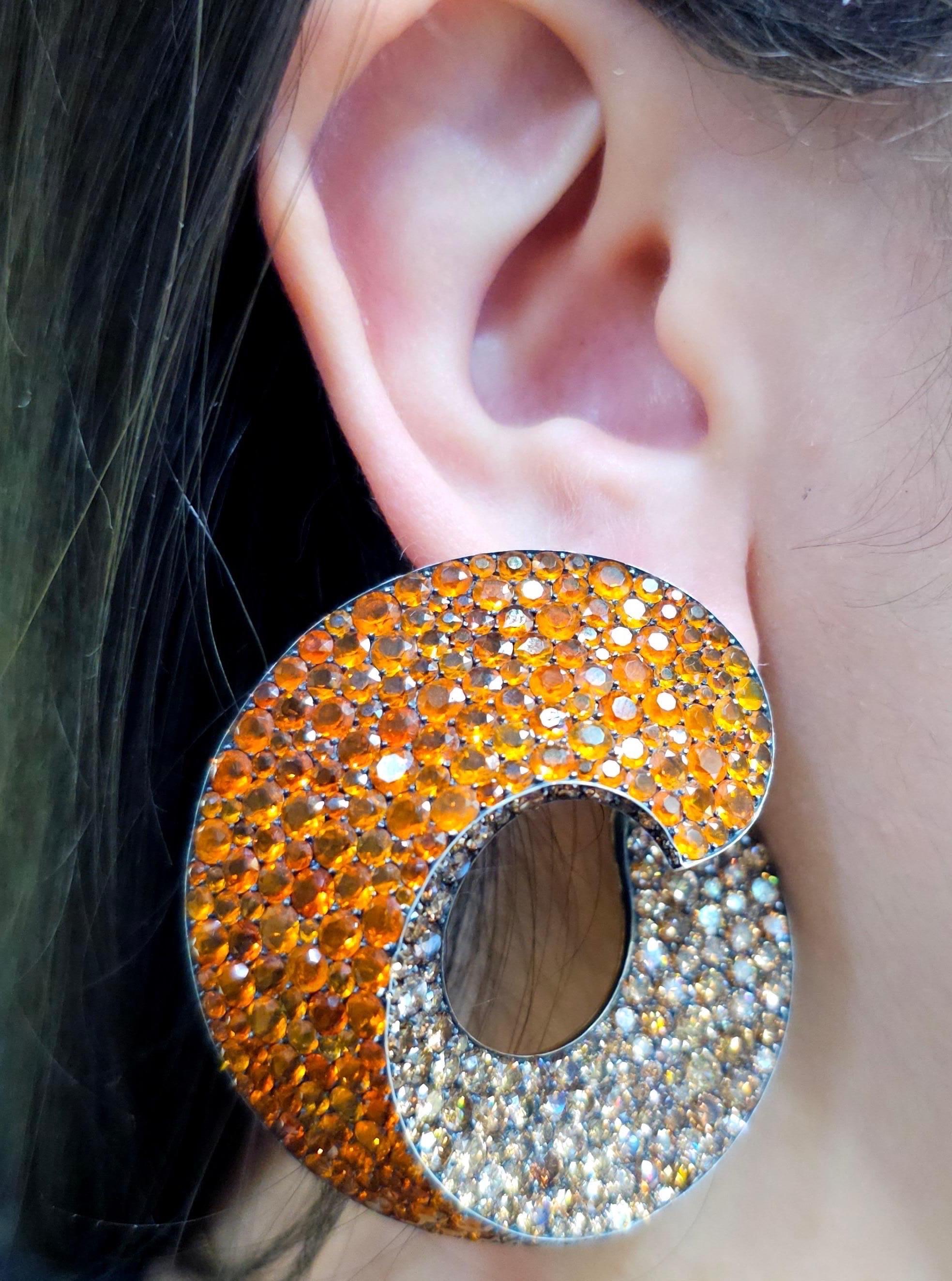 Modern JAR Colored Diamond and Opal Earrings 