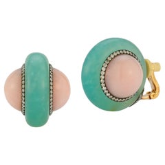 JAR Diamond, Chrysoprase & Pink Opal Earrings