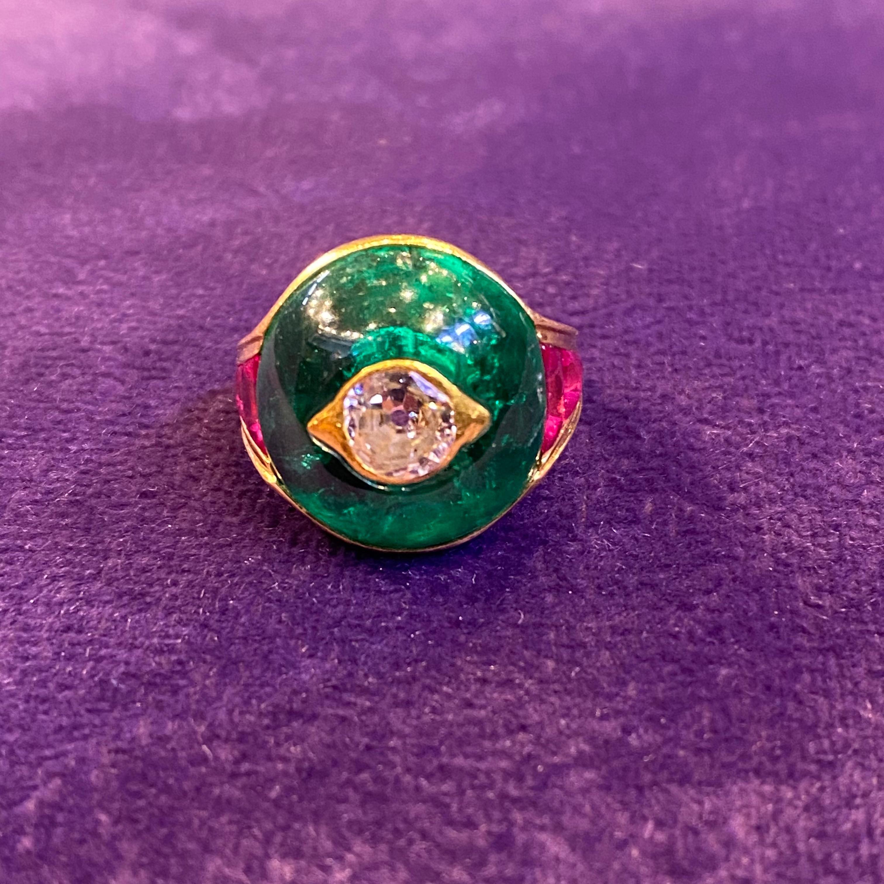 JAR Diamond, Emerald, & Ruby Ring  In Excellent Condition For Sale In New York, NY