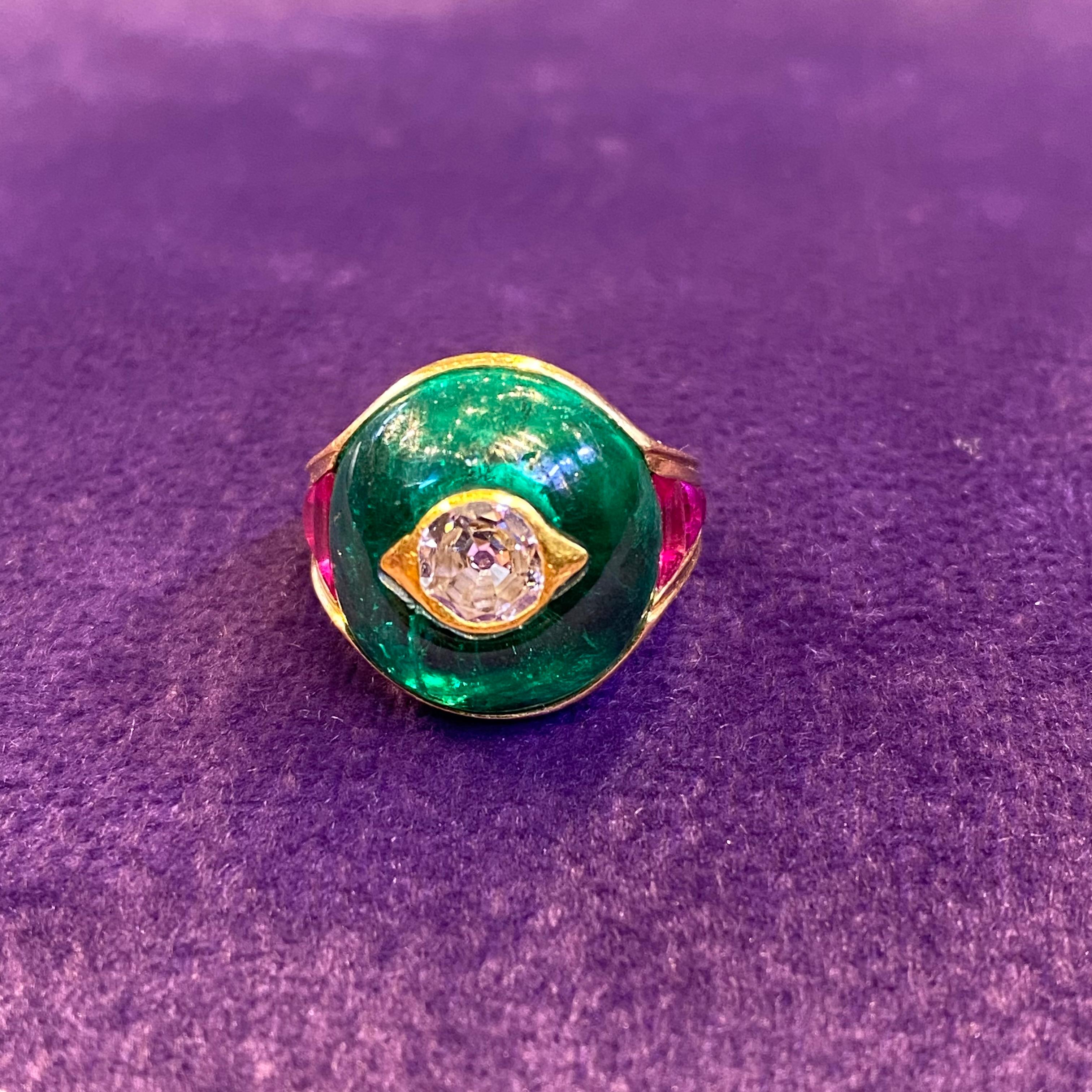 Women's JAR Diamond, Emerald, & Ruby Ring  For Sale