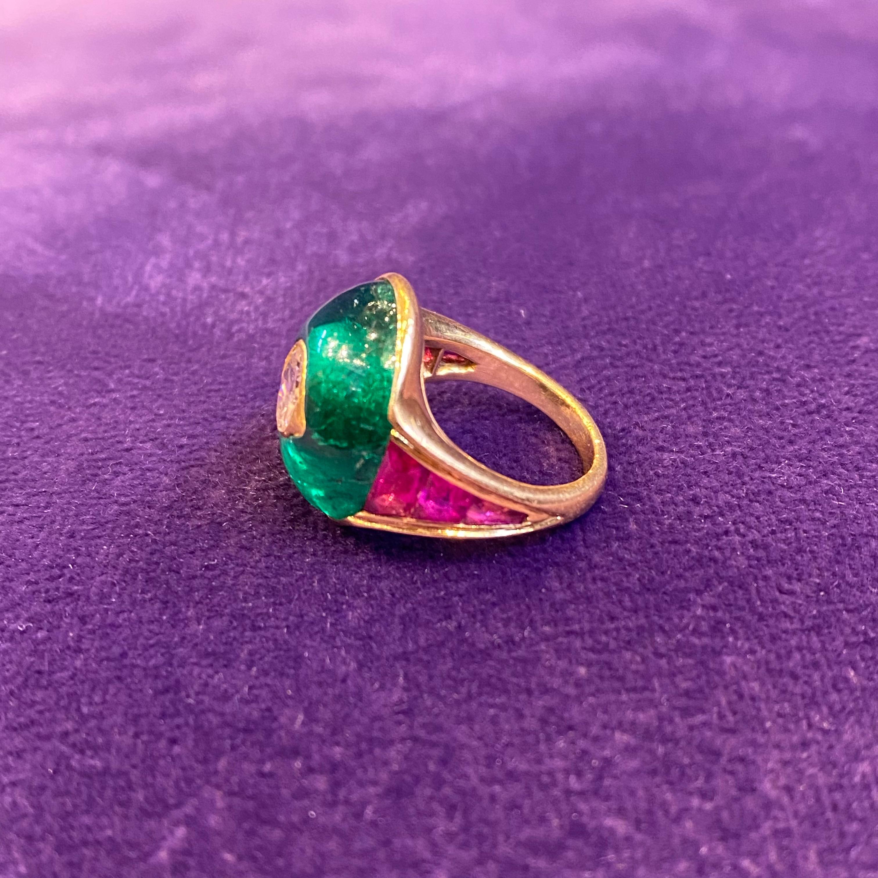 JAR Diamond, Emerald, & Ruby Ring  For Sale 1