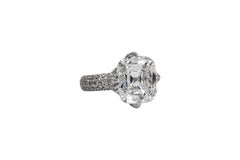 JAR GIA 5.78 Carat G VS2 Cushion Cut Diamond Platinum Solitaire Ring