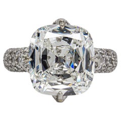 JAR GIA 5.78 Carat G VS2 Cushion Cut Diamond Platinum Solitaire Ring