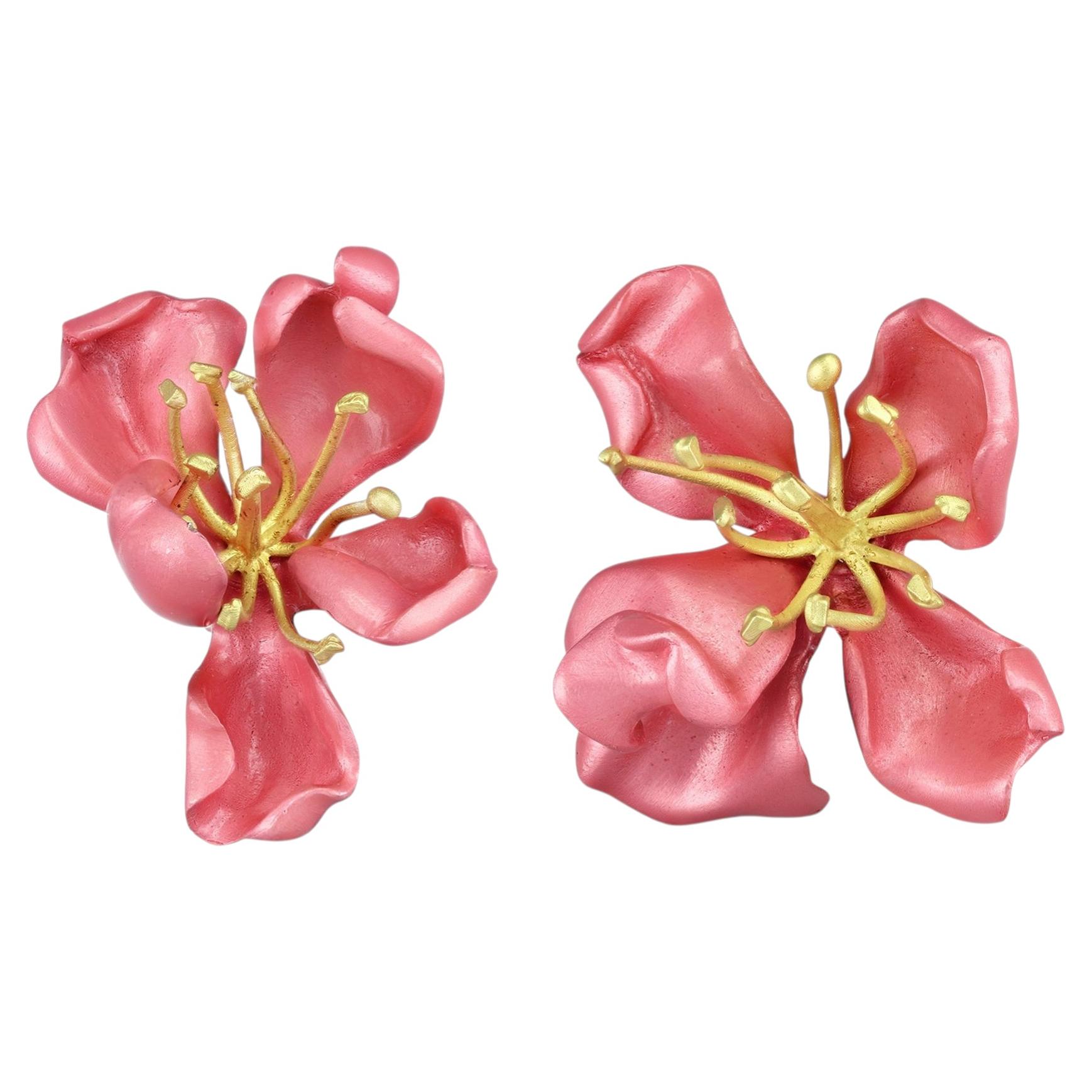 JAR Joel Arthur Rosenthal almond blossom earrings, French, circa 1980.